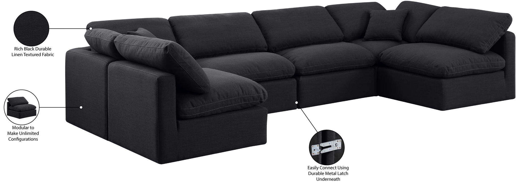 Indulge - Linen 6 Piece Modular U-Shaped Sectional