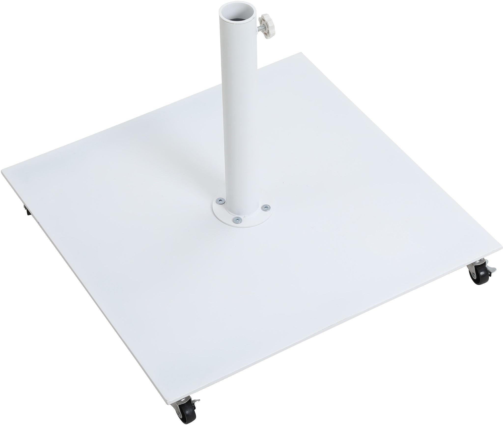Fiji - Aluminum Patio Umbrella With Square White And Teak Base
