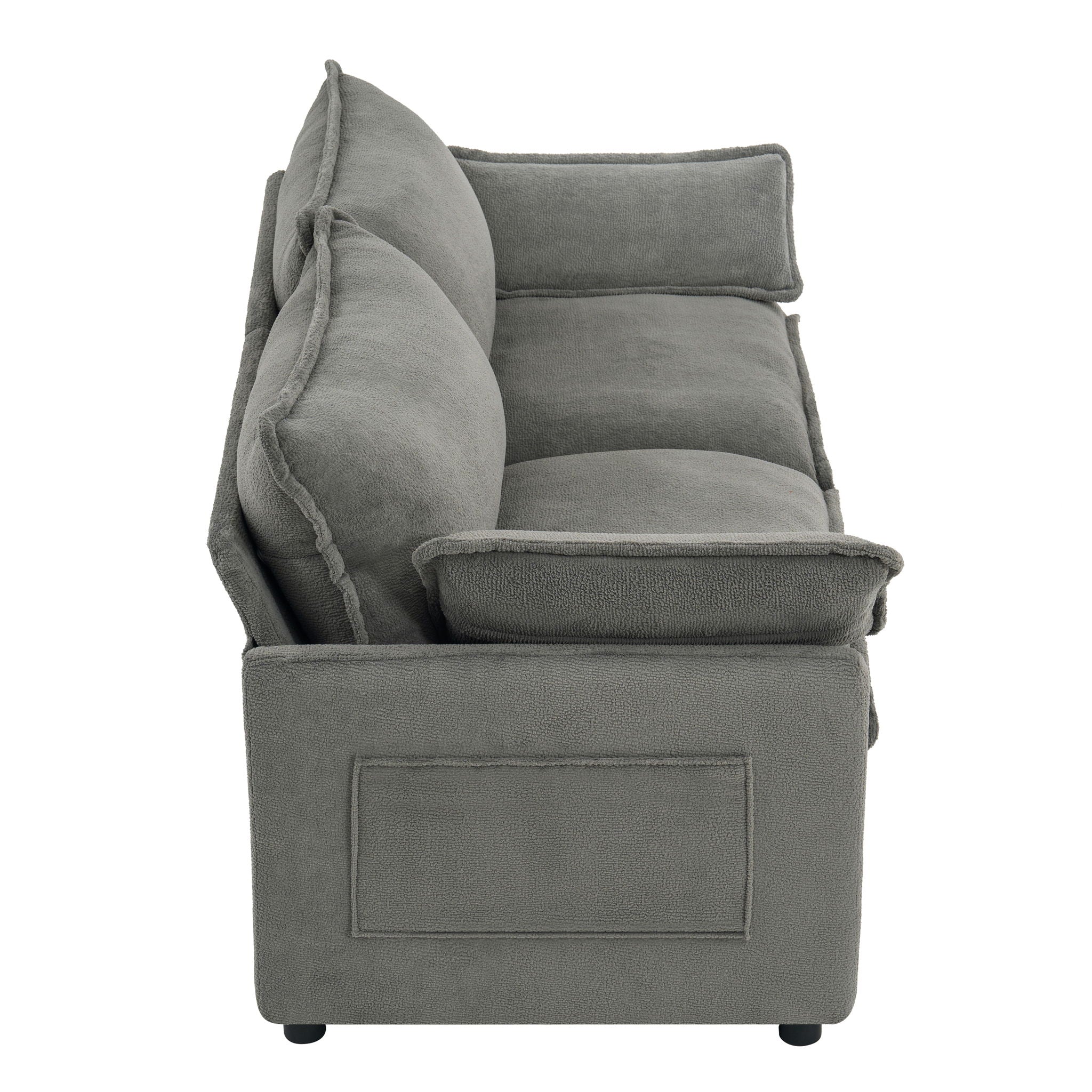 Modern Loveseat Sofa, Upholstered Couch With Side Storage Pockets