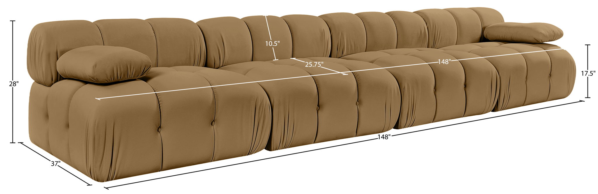 Orin - Velvet 4 Piece Modular Sofa