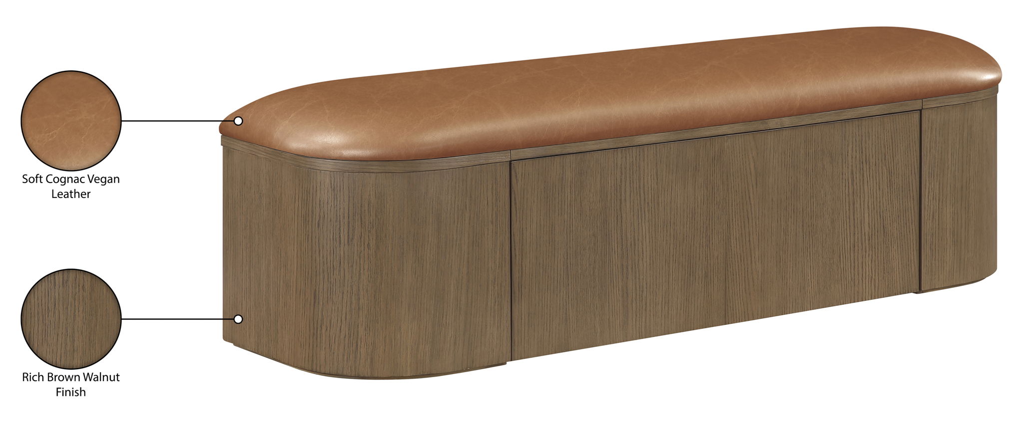 Velden - Upholstered Storage Bench With Stained Brown Base