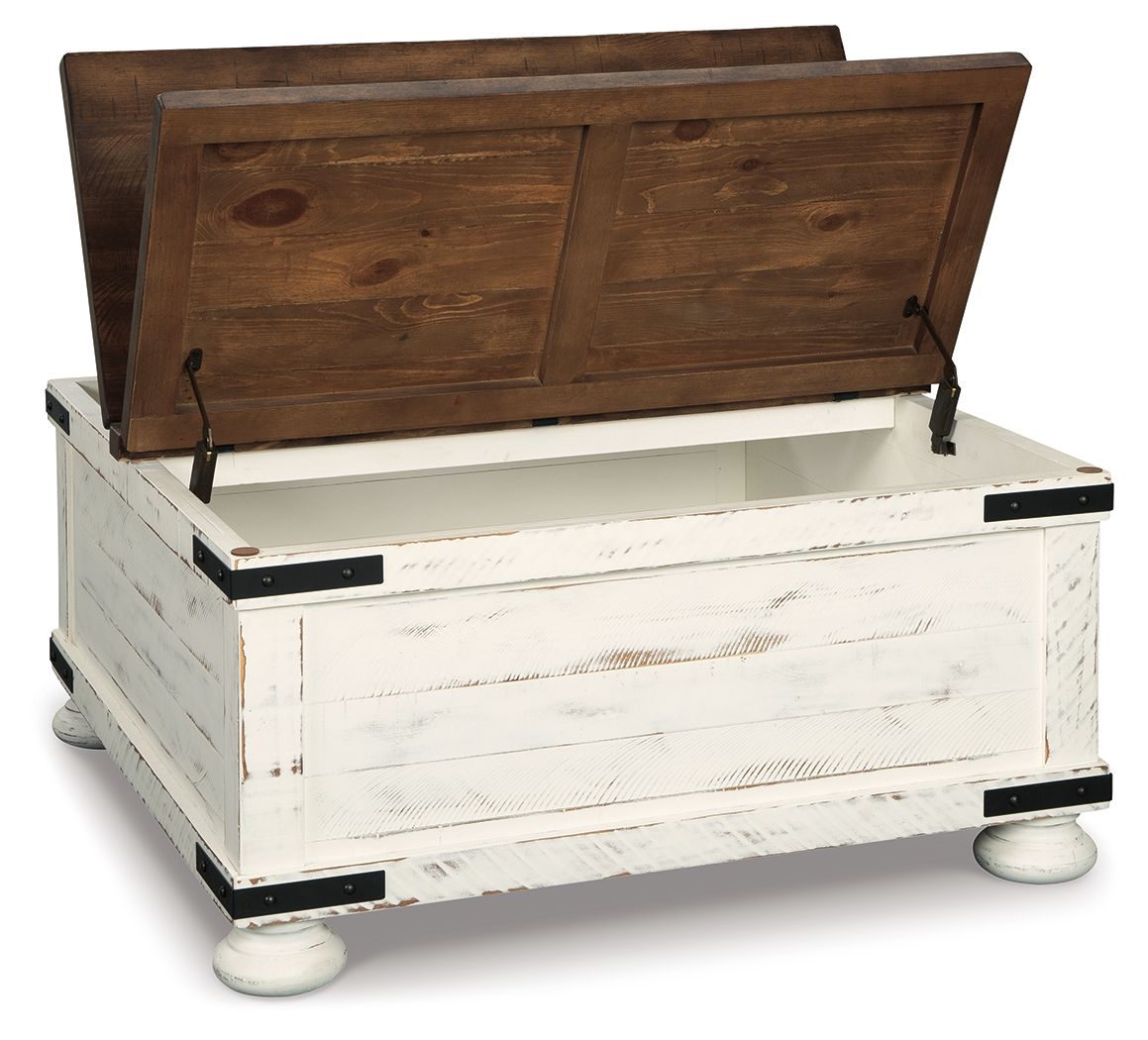 Wystfield - Cocktail Table with Storage - White / Brown