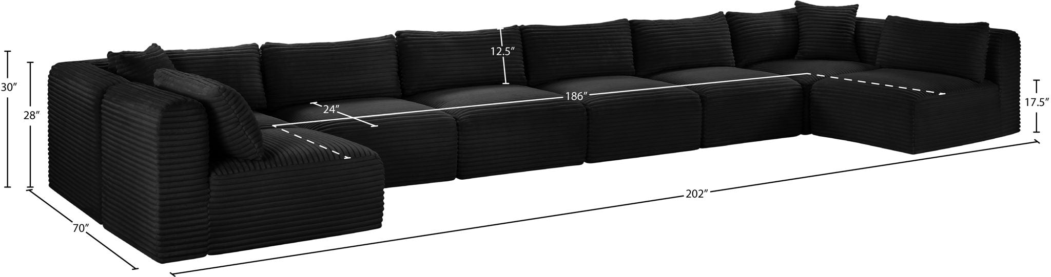 Shaggy - 8 Piece Modular U-Shaped Armless Sectional