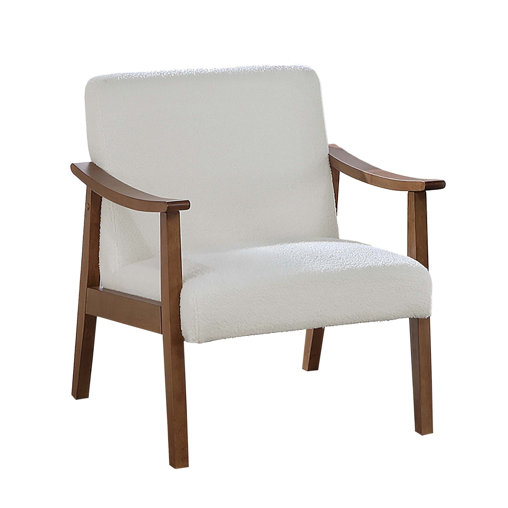 Upholstered Accent Chair With Frame Low Profile Seating For Living Room - White