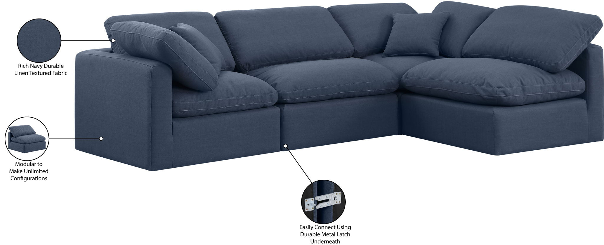 Indulge - Linen 4 Piece Modular Sectional