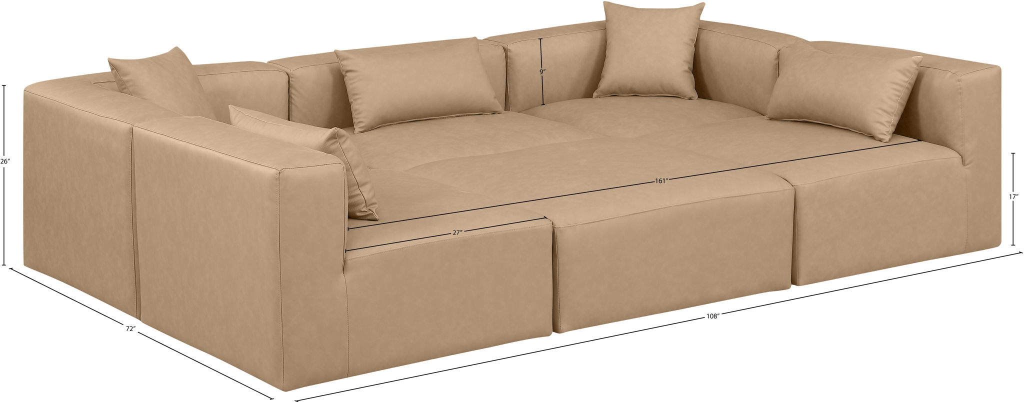 Cube - 6 Piece Modular Sectional - Tan