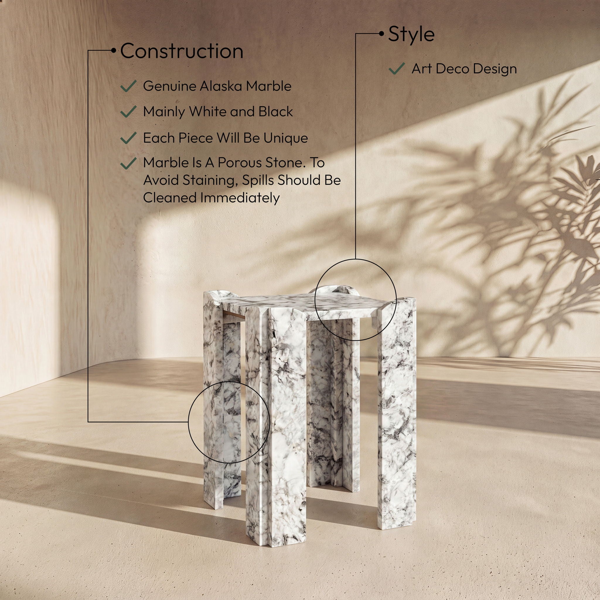 Ravello - Genuine Marble Table