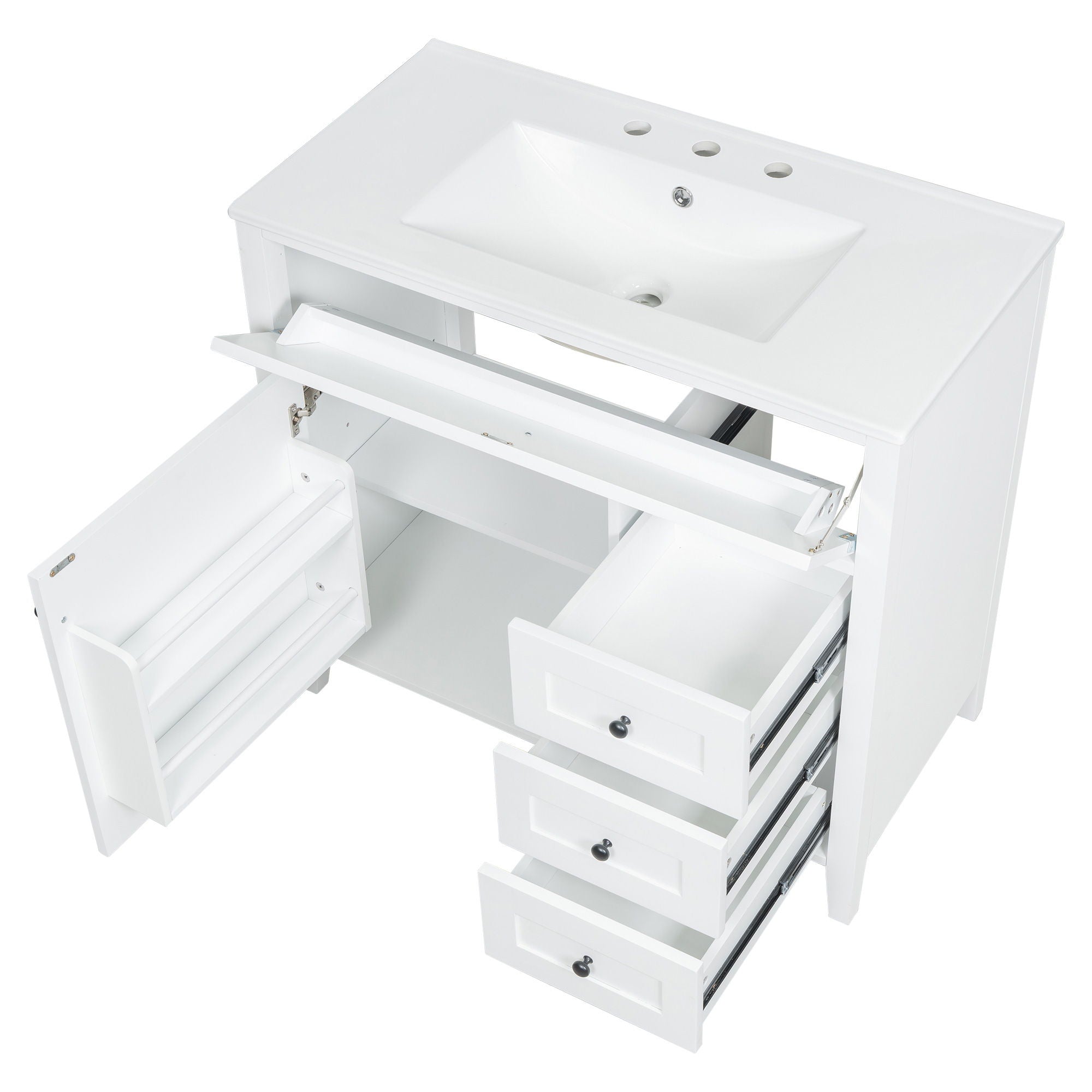 Bathroom Vanity With Sink, Cabinet With 3 Drawers And Adjustable Shelf