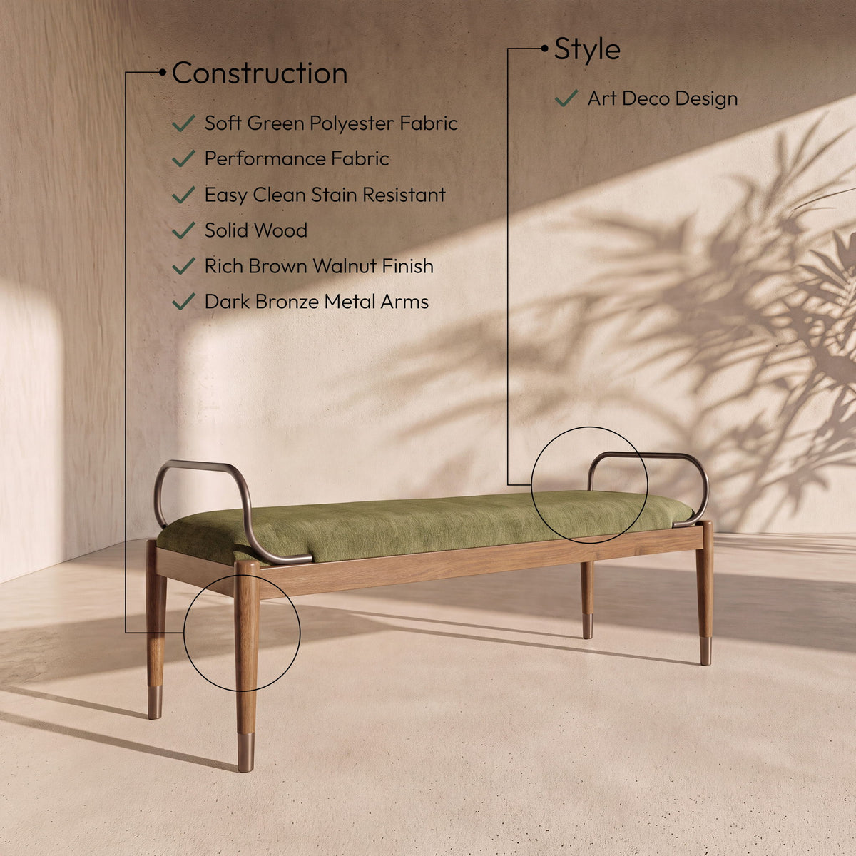 Cambria - Fabric Upholstered Bench