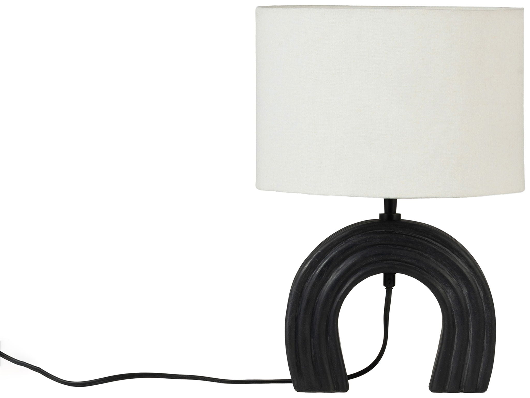 Lithos - Genuine Marble Base And Linen Textured Fabric Shade Table Lamp