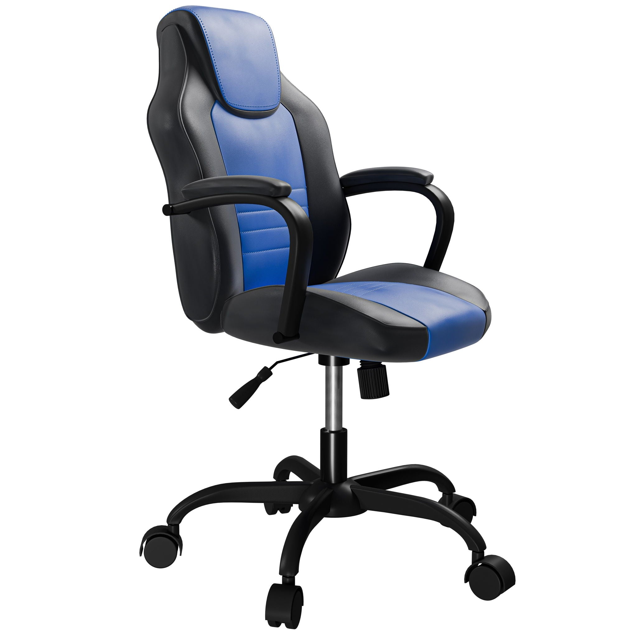 Gaming Office Chair With Adjustable Height Armrests - Black / Black / Blue / Blue