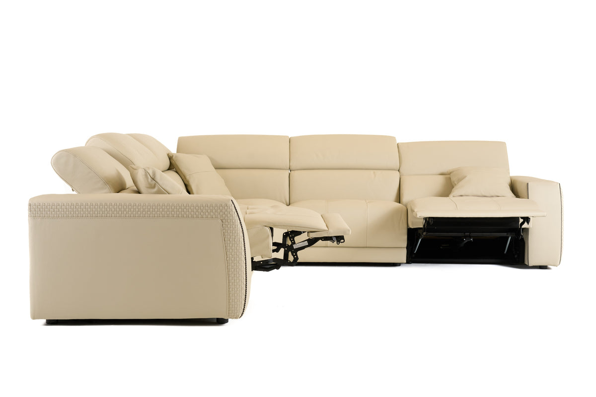 Dalton - Modern Italian Cream Leather Sectional Sofa + Recliners - original 1