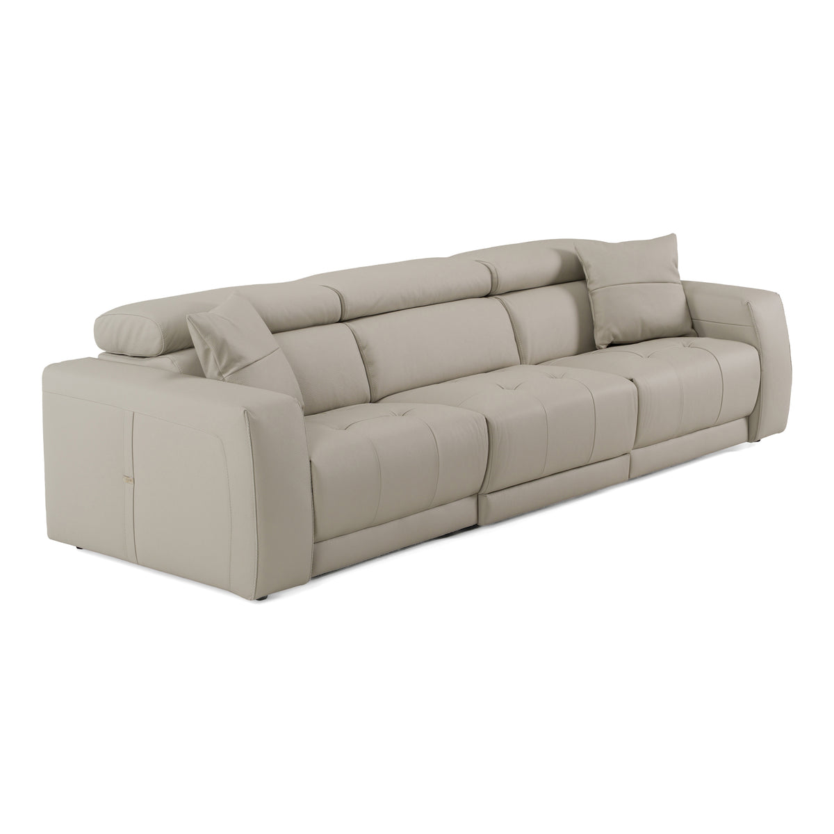 Dalton - Modern Italian Light Grey Leather 4-Seat Sofa + 2 Recliners - original 1