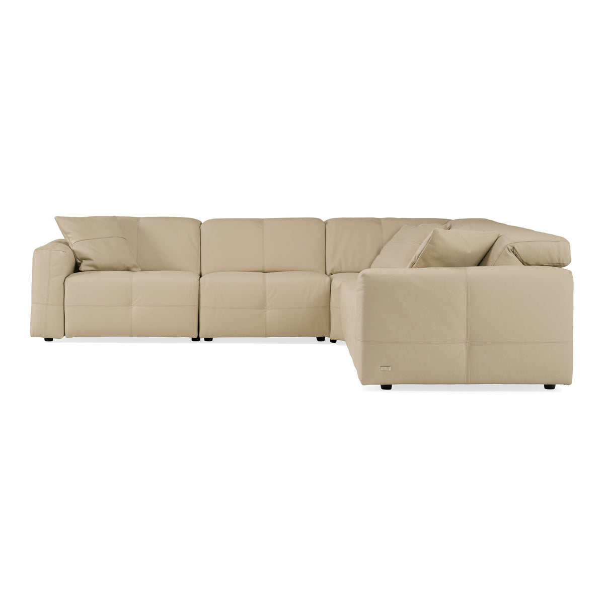 Nizza - Modern Oyster Leather Sectional Sofa + Recliners - original 1