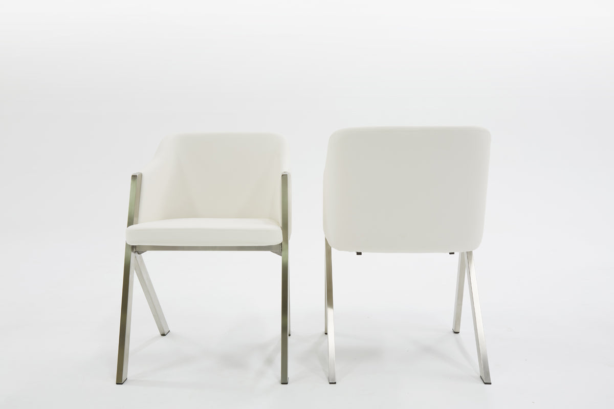 Modrest Darcy Modern White Leatherette Dining Chair (Set of 2)
