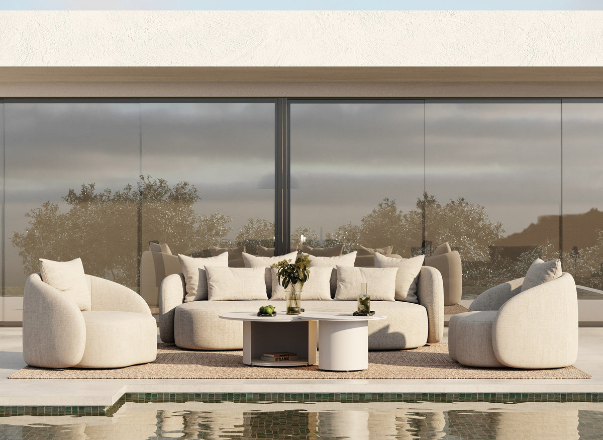 Tabarca - Outdoor Beige Fabric 4 Seat Sofa + 2 Chairs