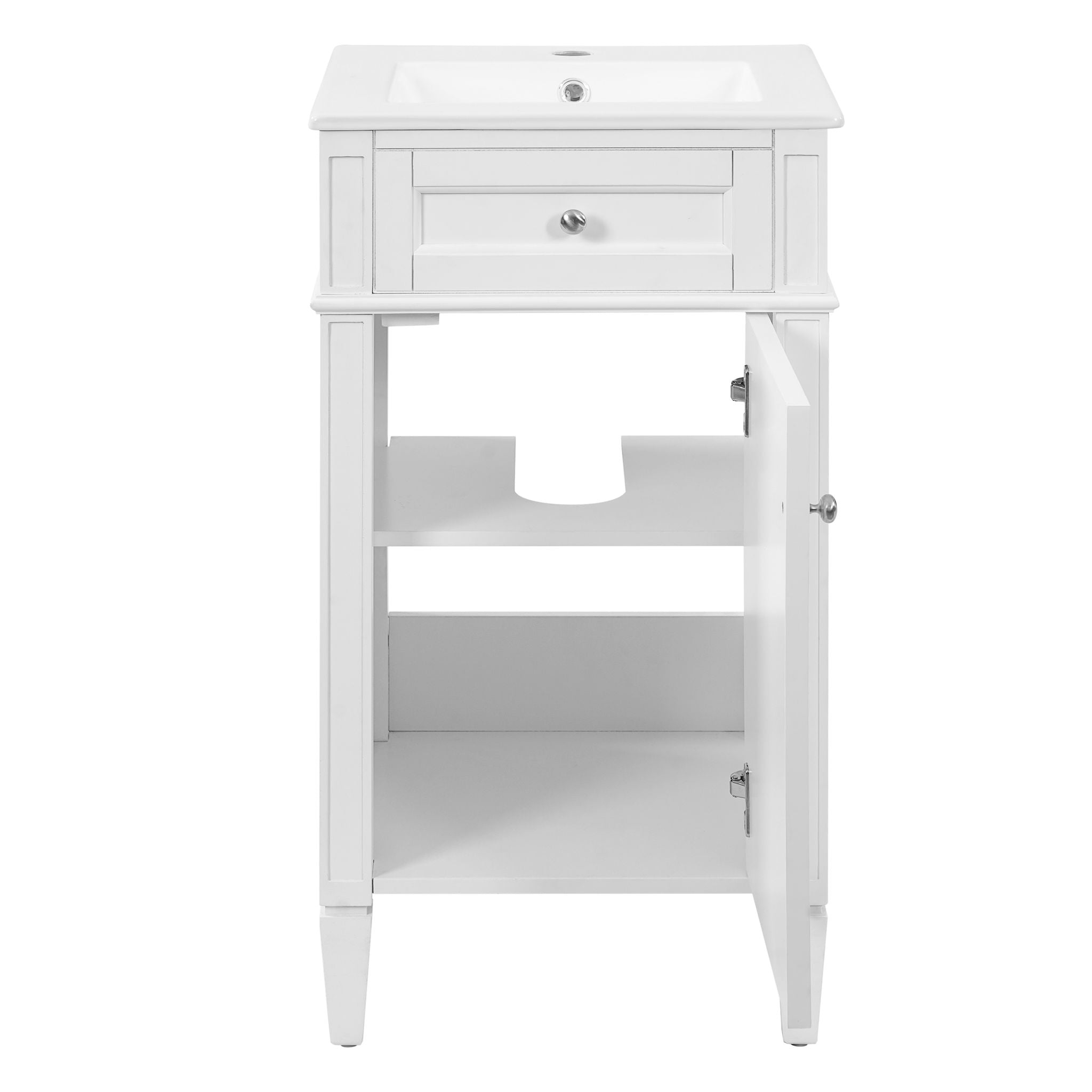 French Style Bathroom Vanity With Sink, Soft-Closing Door, Adjustable Shelf, Rectangular Design