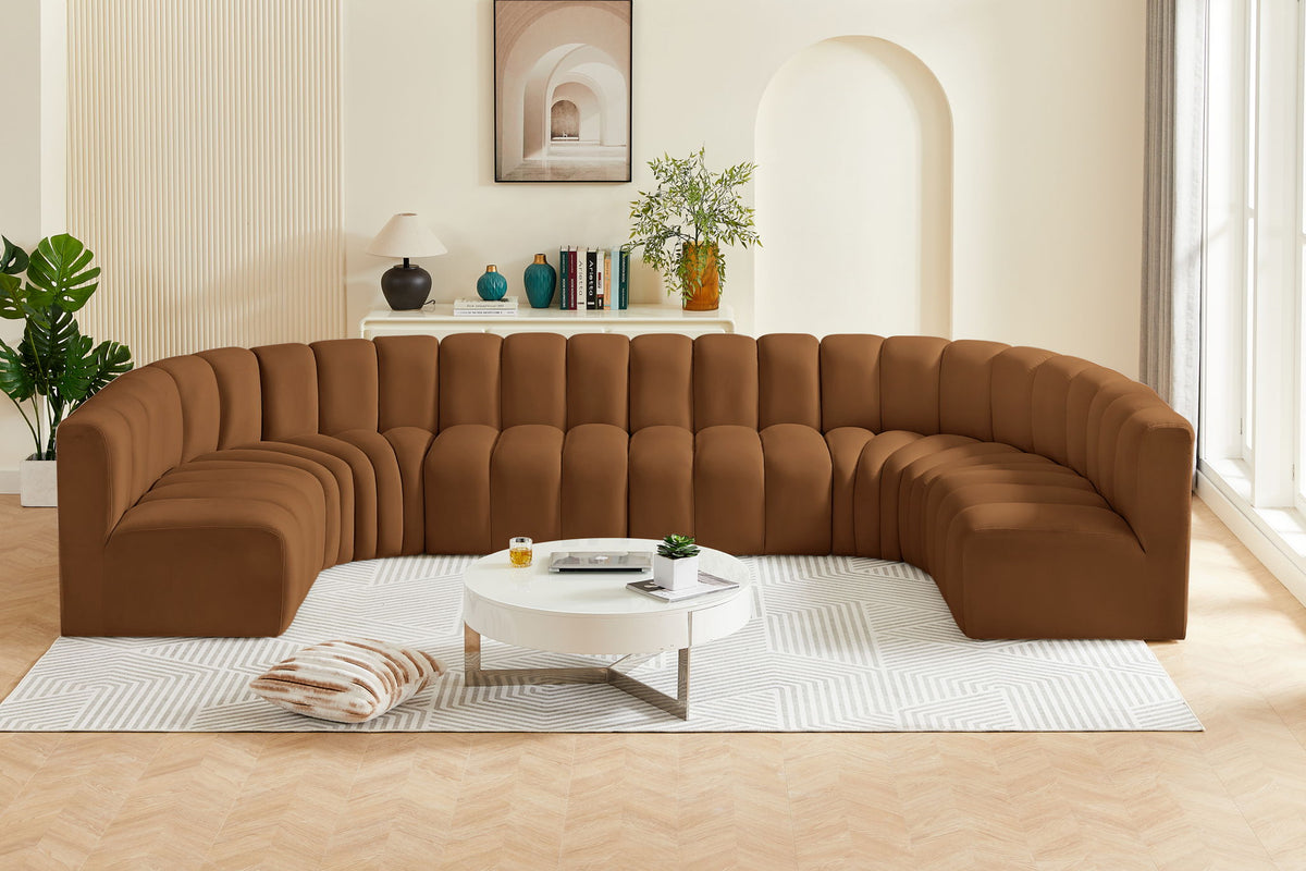 Arc - Velvet Modular U-Shaped Sectional - Saddle