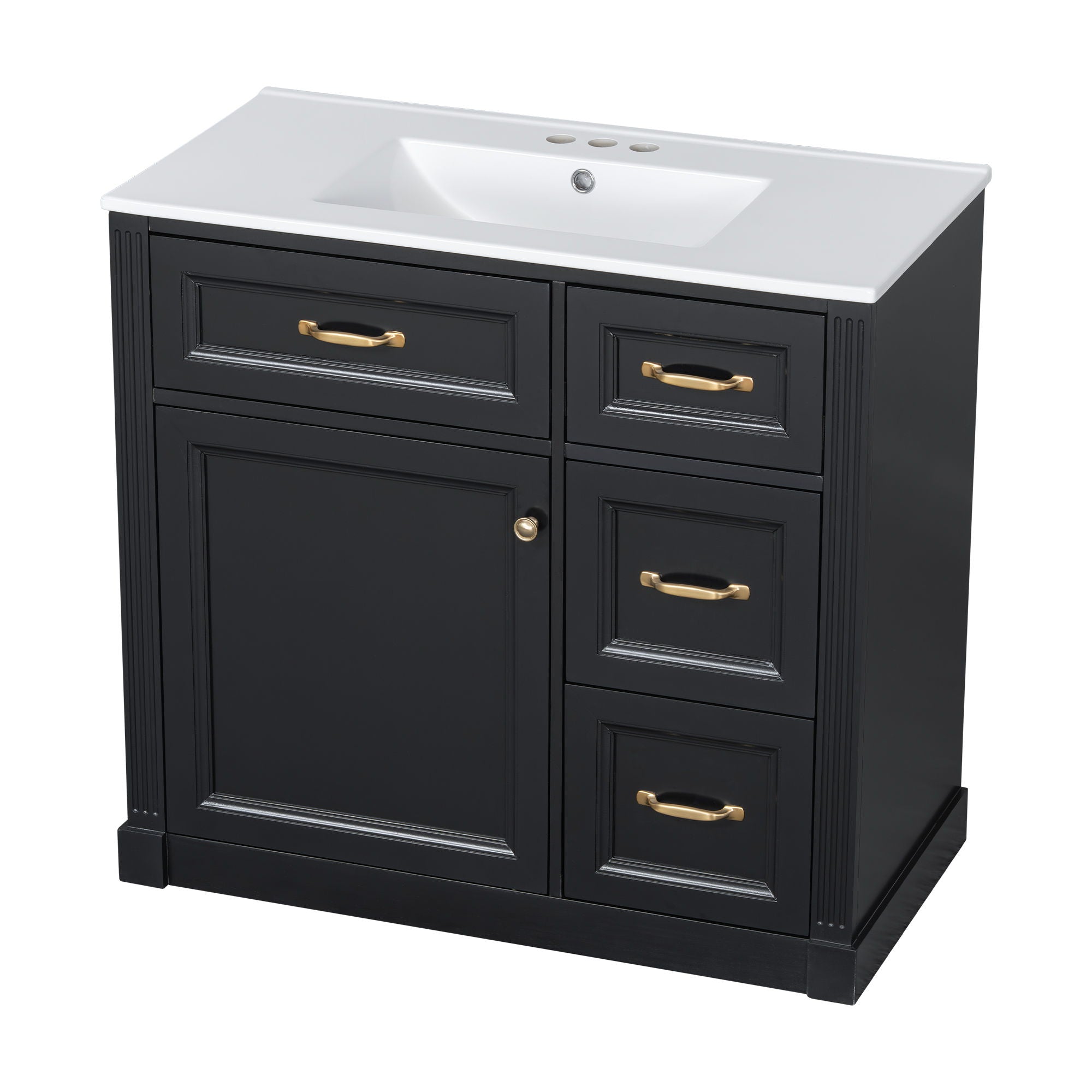 Modern Bathroom Vanity With Sink, 4 Drawers, Soft-Close Door, Adjustable Shelf