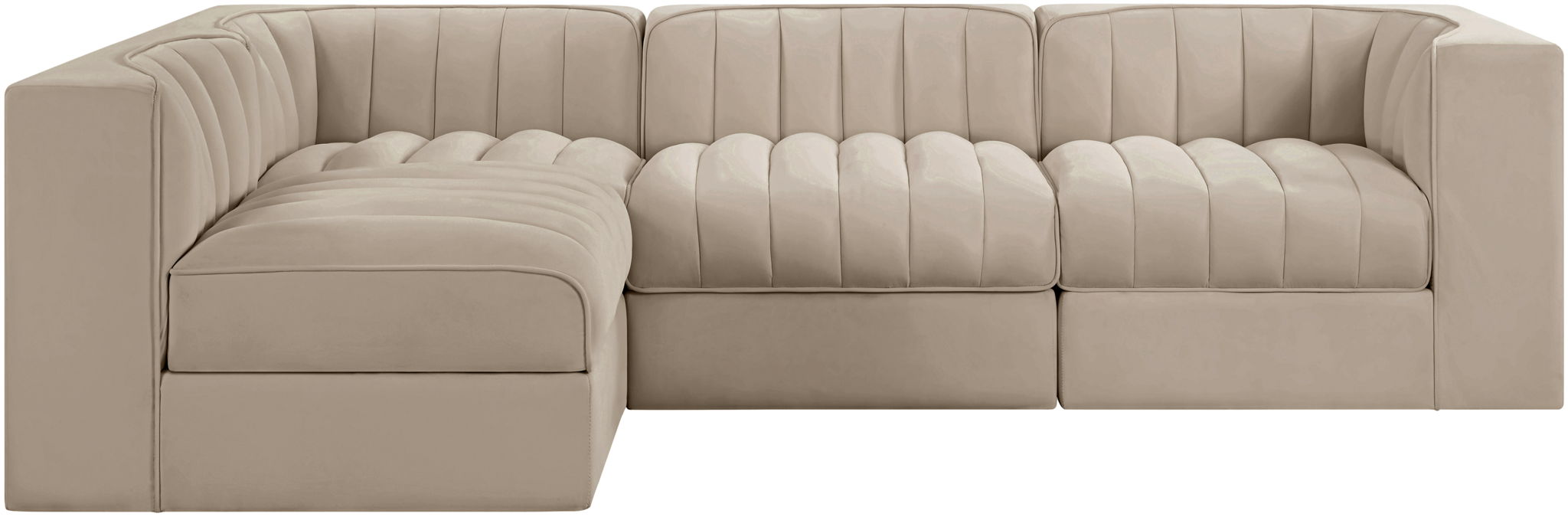Rummi - Velvet Performance Fabric Upholstered 4 Piece Modular Sectional