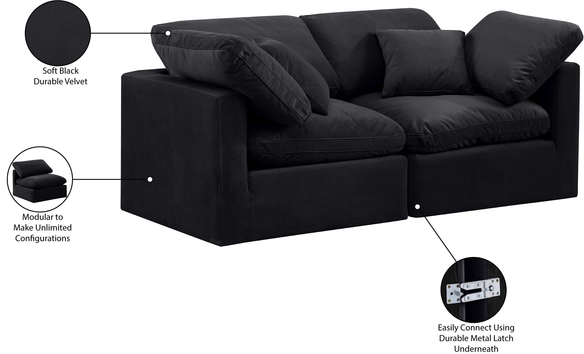 Indulge - Velvet 2 Seat Modular Sofa