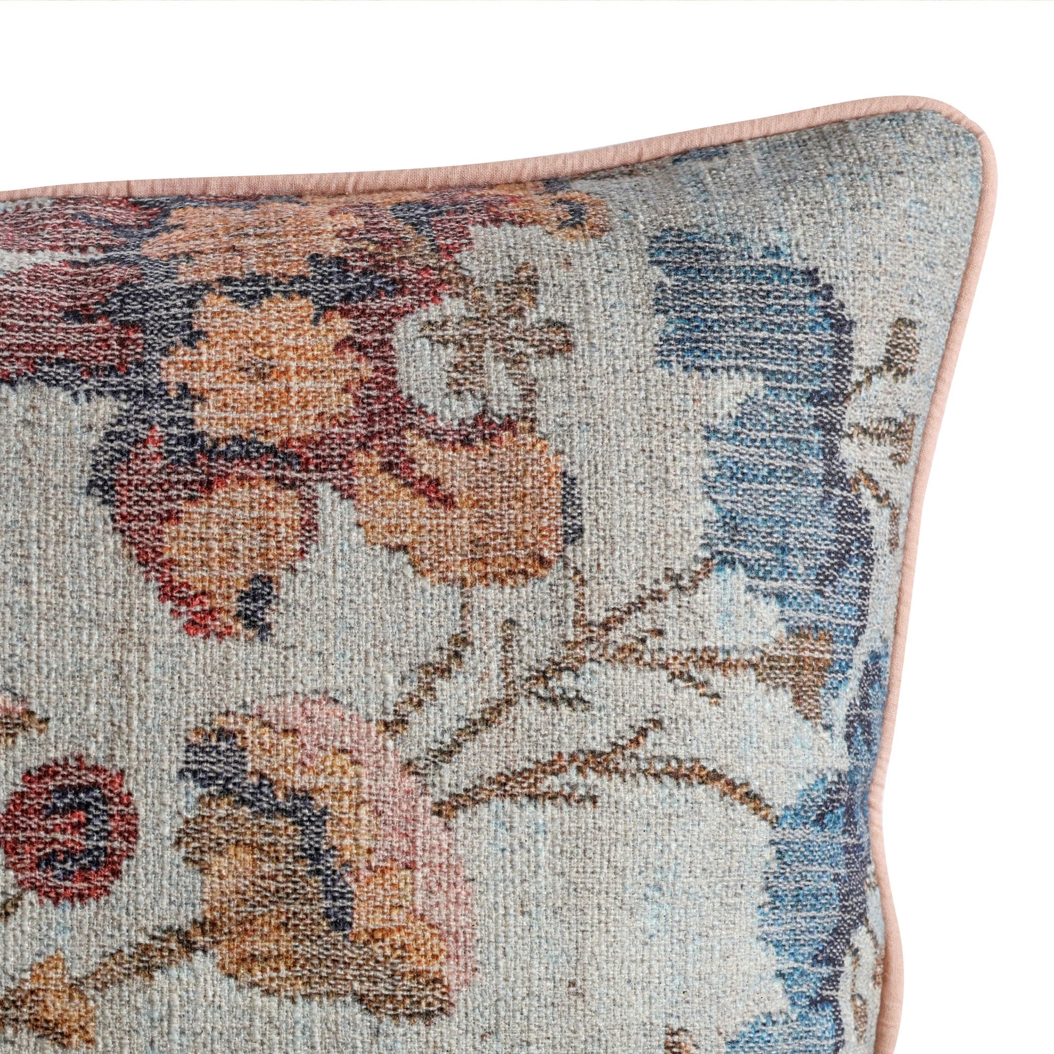 Taman - 20" Natural Cotton Accent Pillow Cover - Autumn Florals