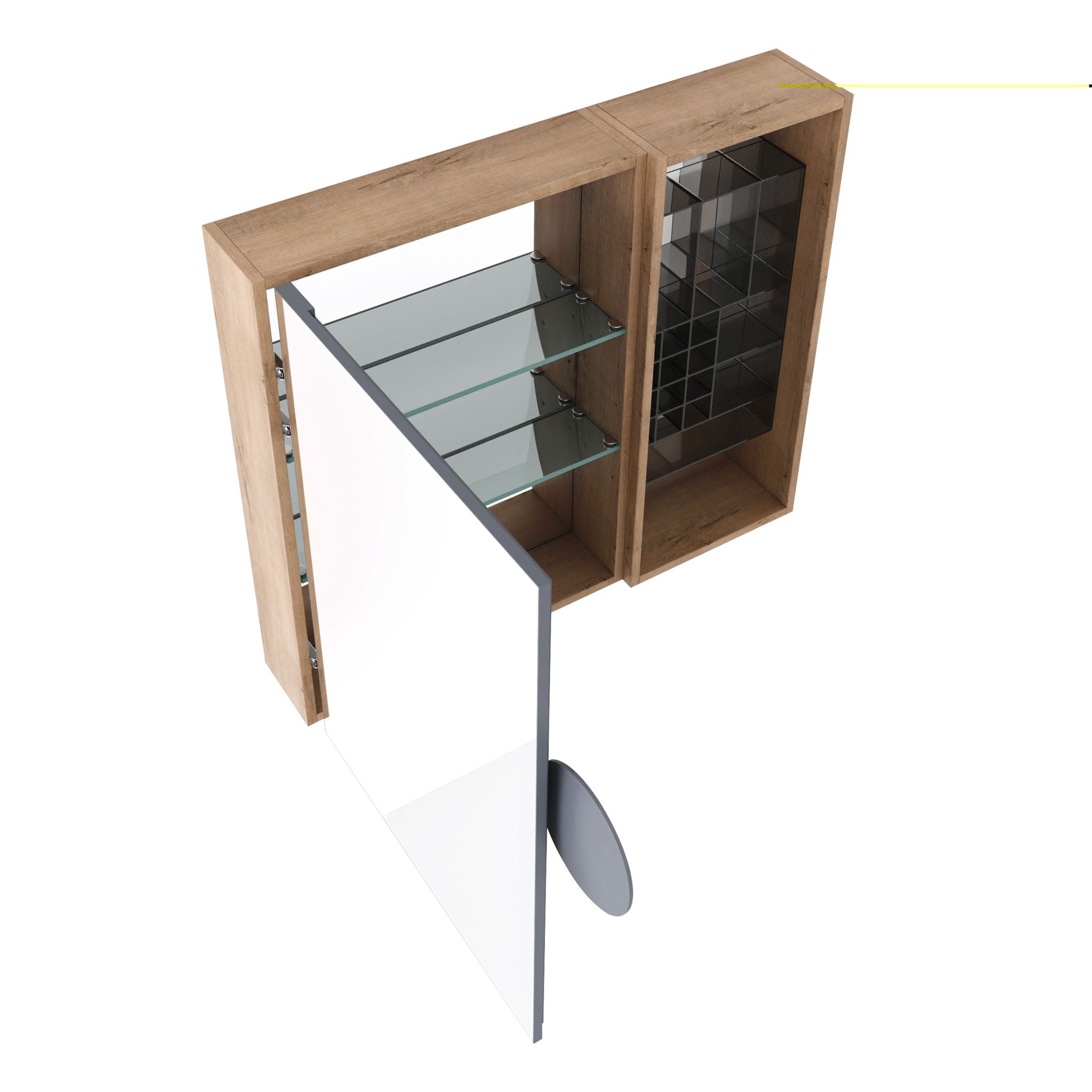 Wall Mounted Bathroom Mirror Cabinet With Adjustable Shelves - Imitative Oak