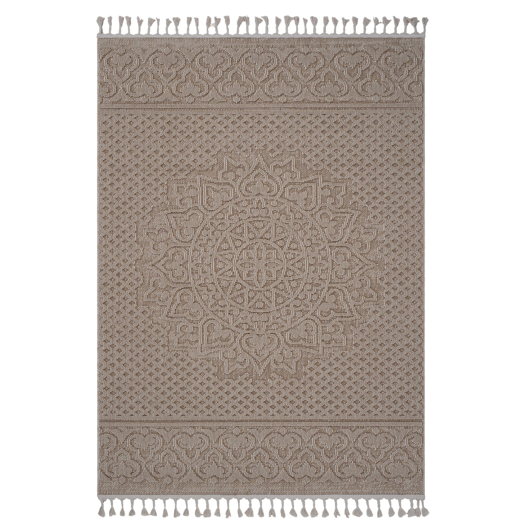 Guros - 6' X 9' Medallion Indoor / Outdoor Area Rug - Beige