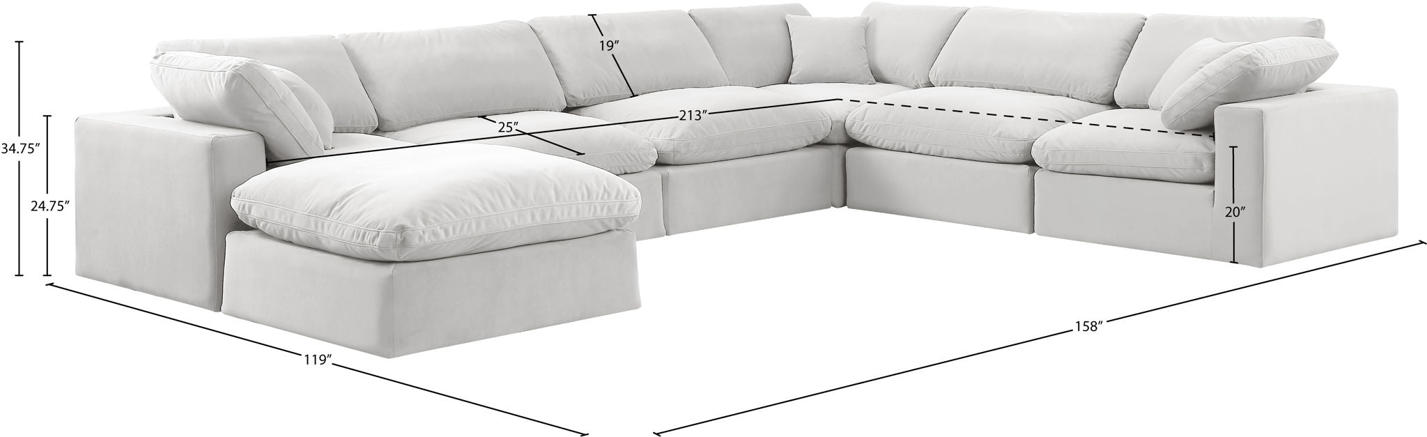 Comfy - 7 Piece Velvet Modular Sectional With Chaise