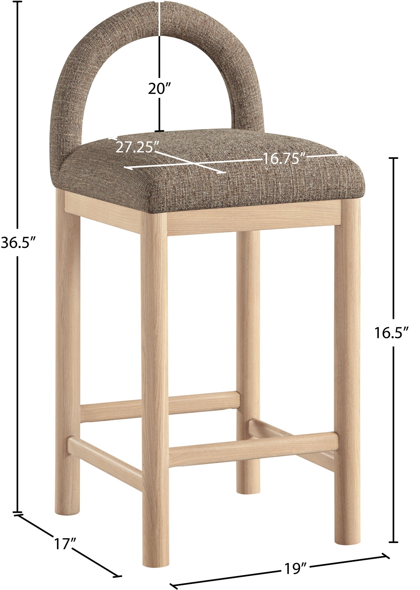 Conrad - Linen Counter Stool With Natural Legs