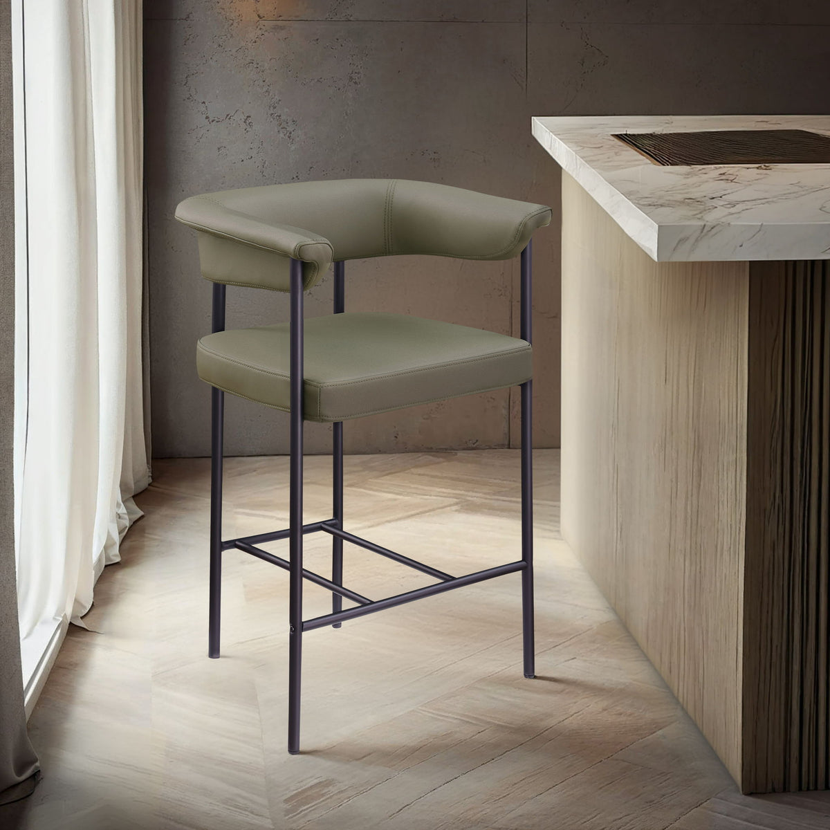 Malin - Faux Leather Counter Stool (Set of 2)