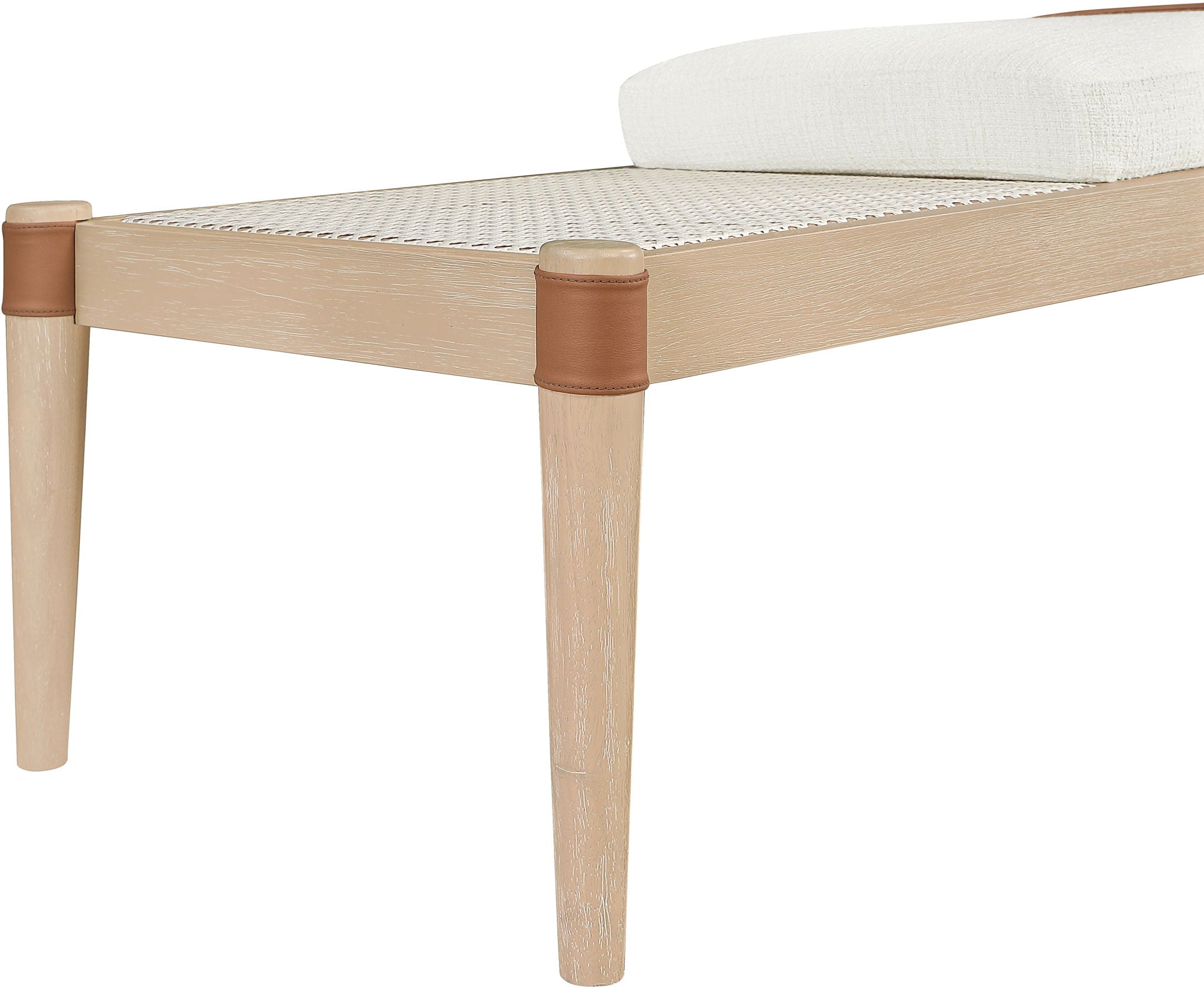 Nara - Linen Textured Fabric Upholstered Bench - Painted Natural