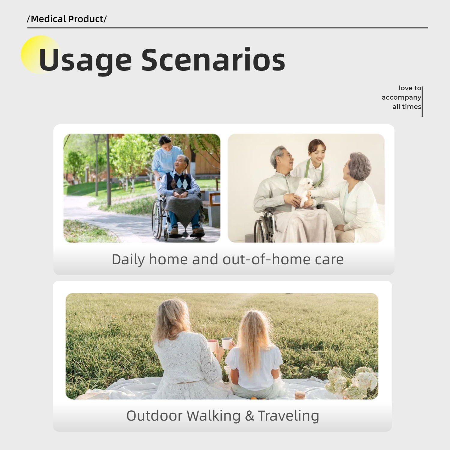 Premium Lightweight Foldable Transport Wheelchair For Adults