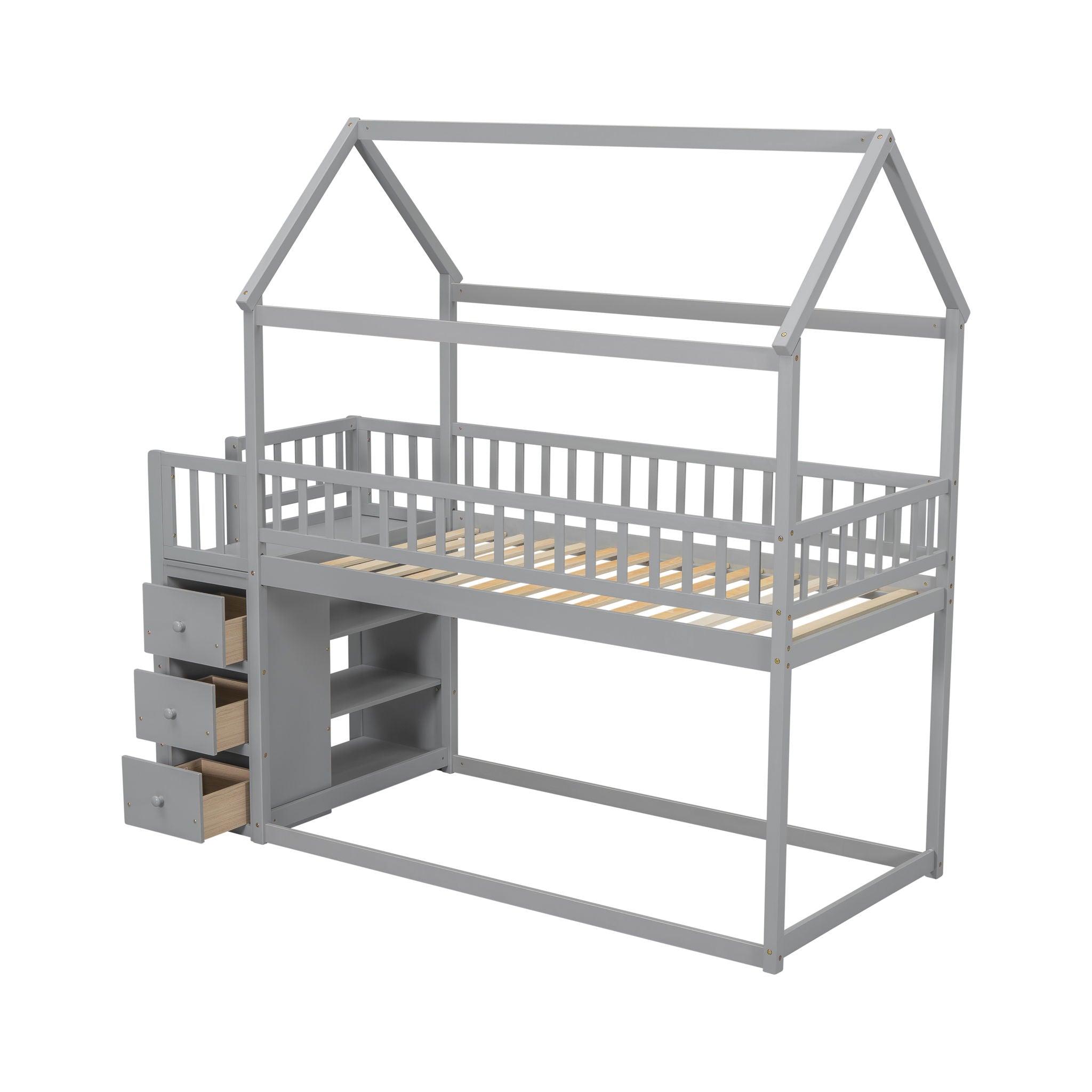 Bunk Bed With Shelves And Drawers, Storage Focused Design
