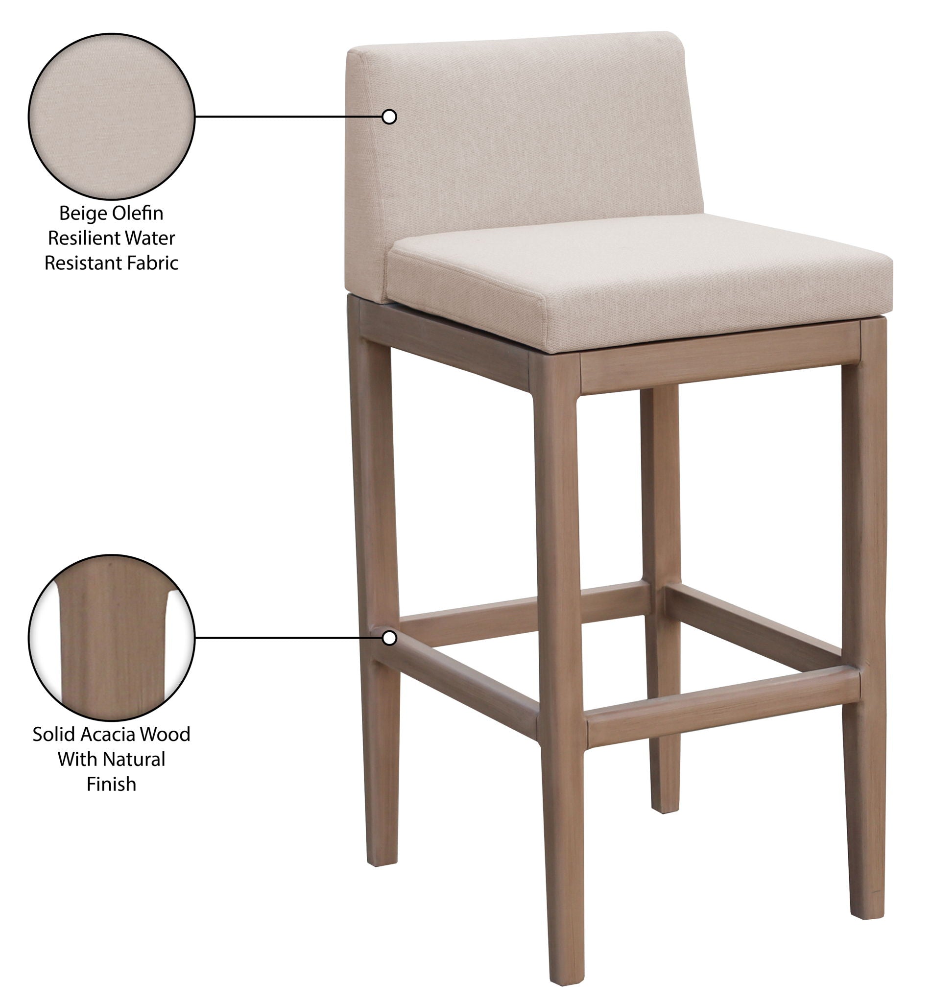 Solace - Olefin Performance Fabric Outdoor Patio Bar Stool