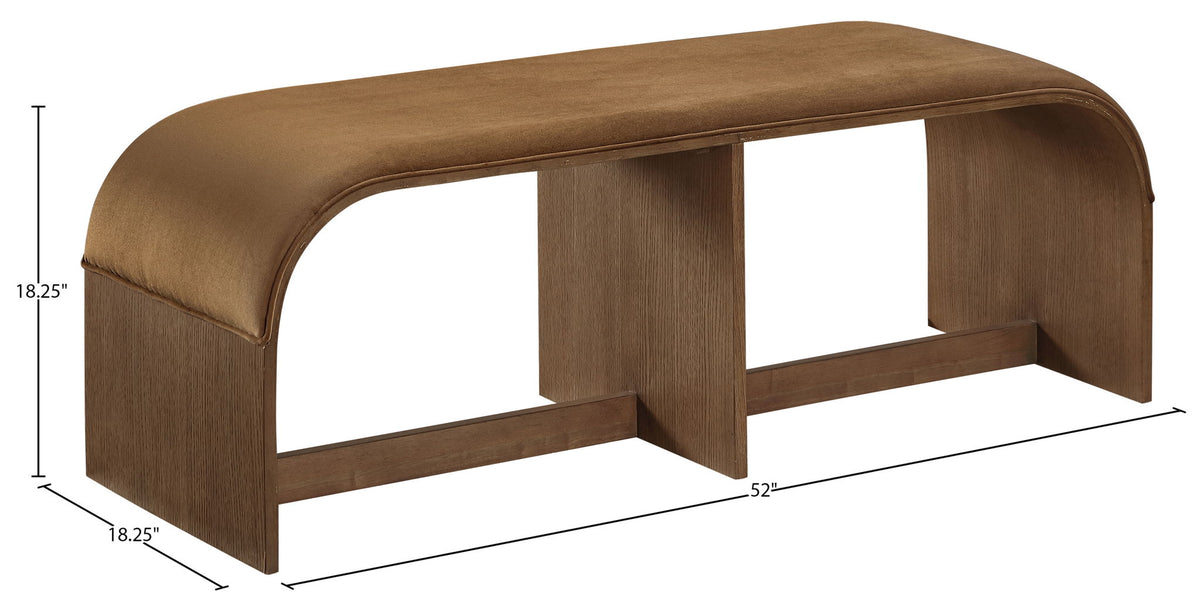 Sable - 52" Velvet Performance Fabric Upholstered Bench - Saddle