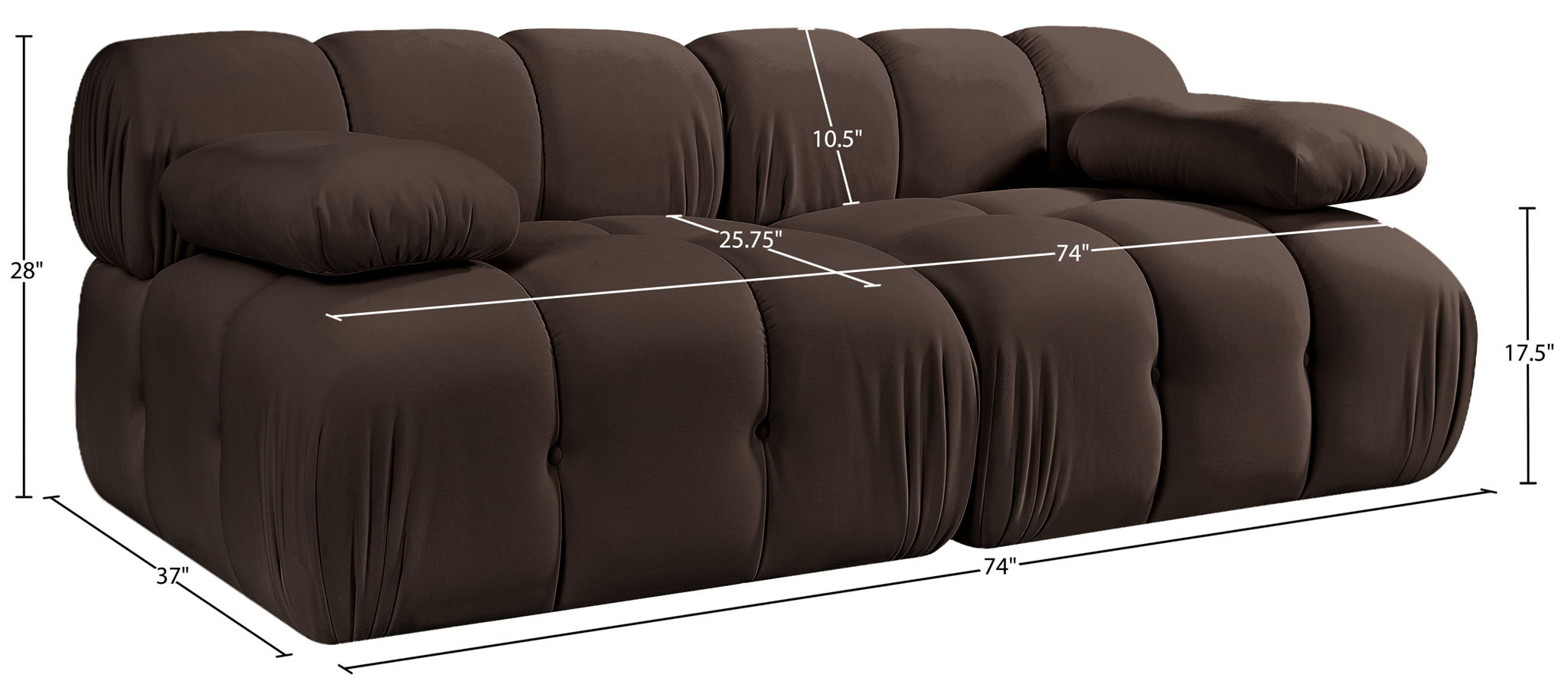 Orin - Velvet Performance Fabric Upholstered 2 Piece Modular Sofa