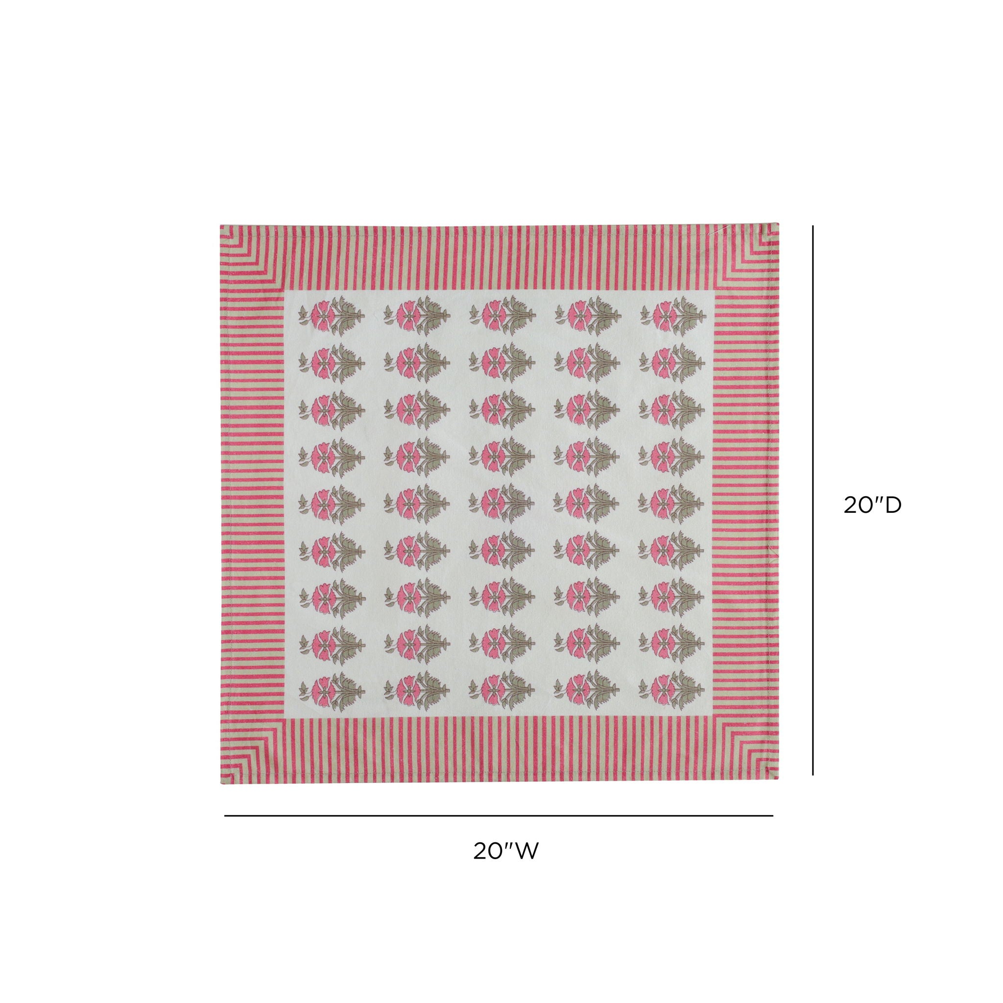 Crissy - Cotton Canvas Printed Napkins (Set of 4) - Pink Vintage Floral