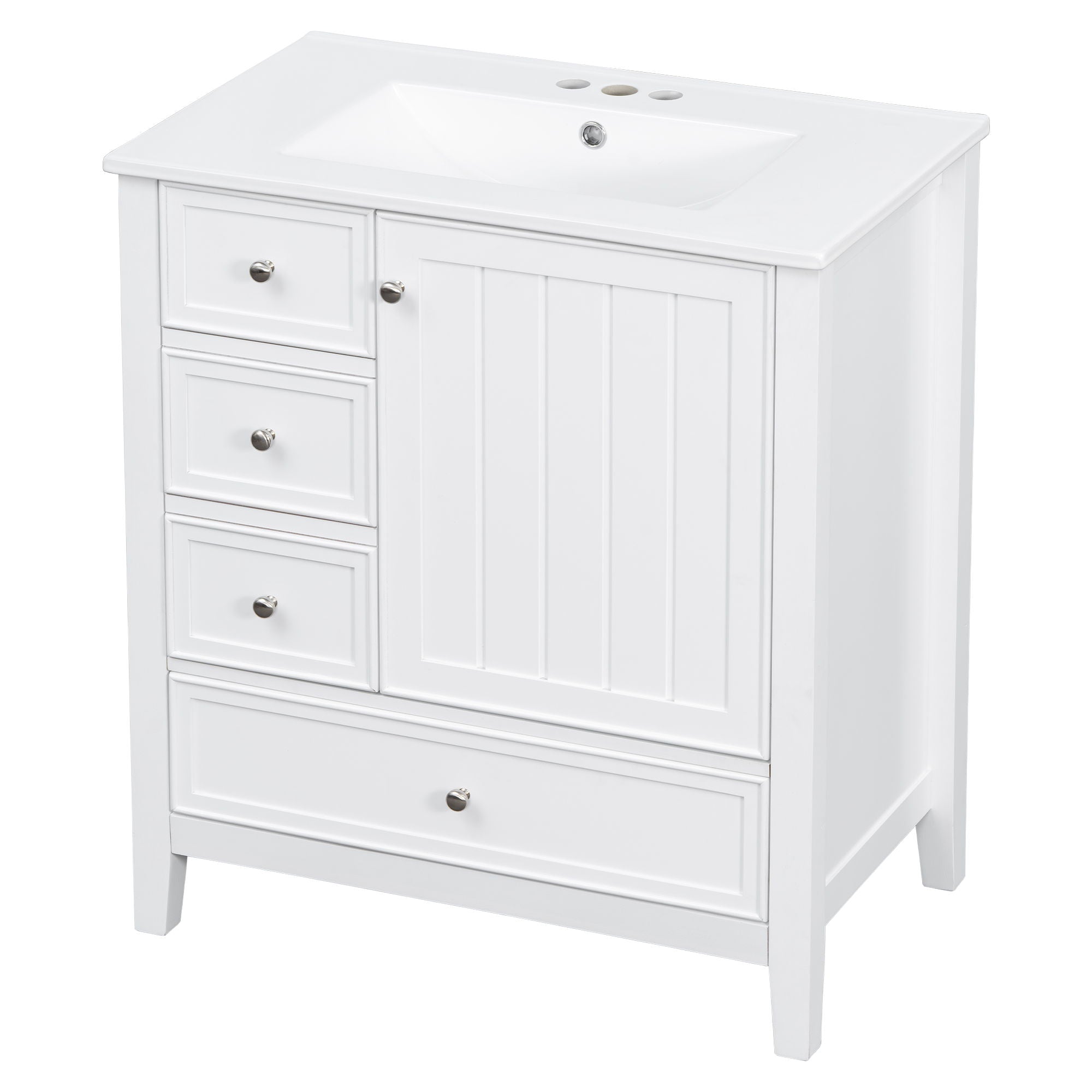 Modern Bathroom Vanity With Sink, 1 Cabinet & 3 Drawers