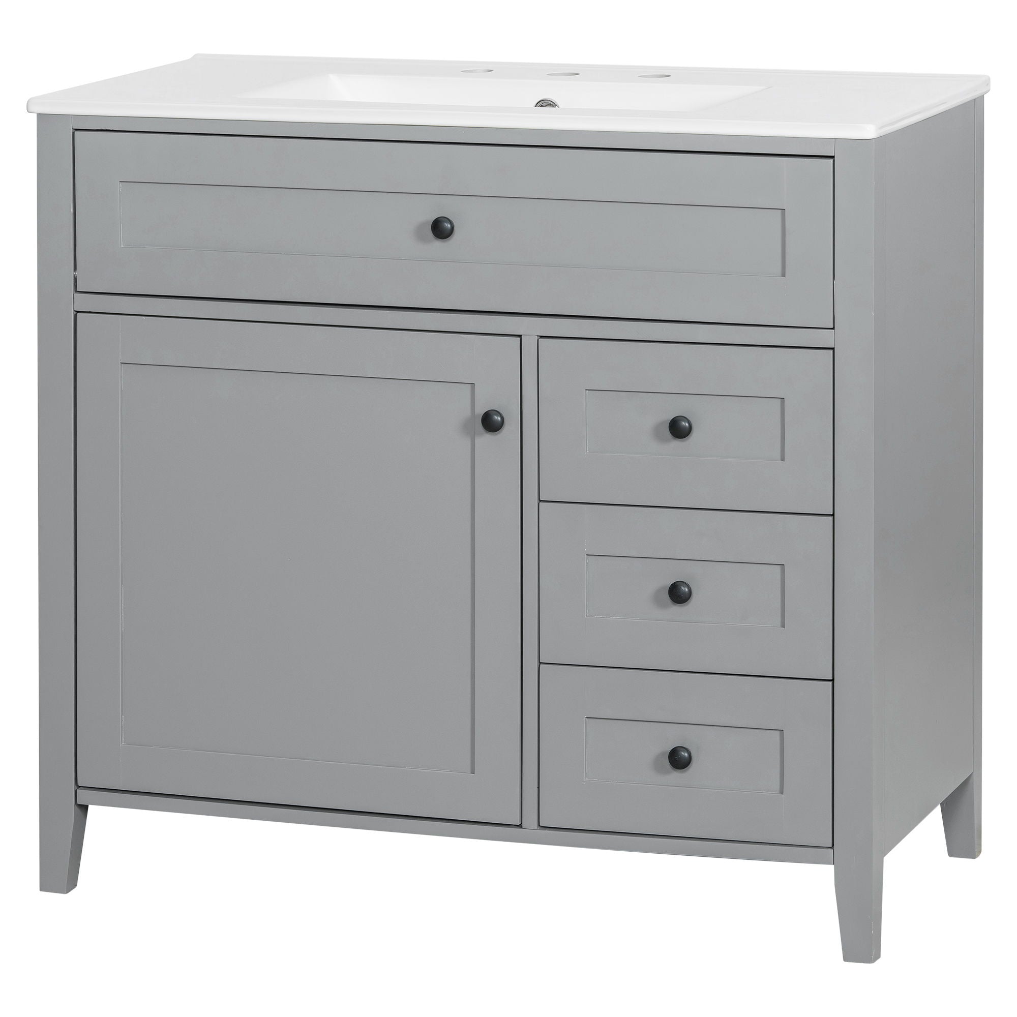 Bathroom Vanity With Sink, Cabinet With 3 Drawers And Adjustable Shelf