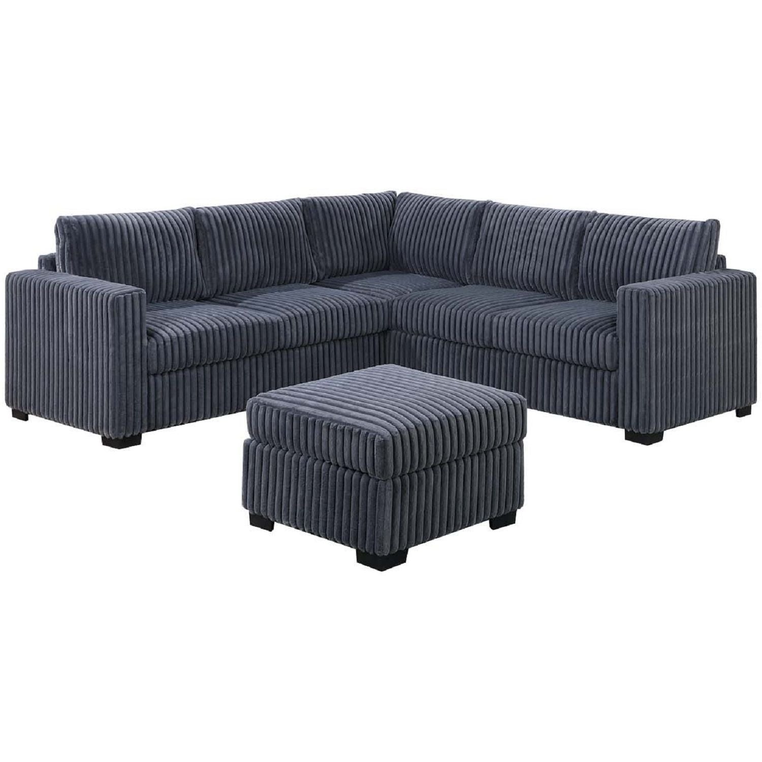 Contemporary Sectional Set With Ottoman