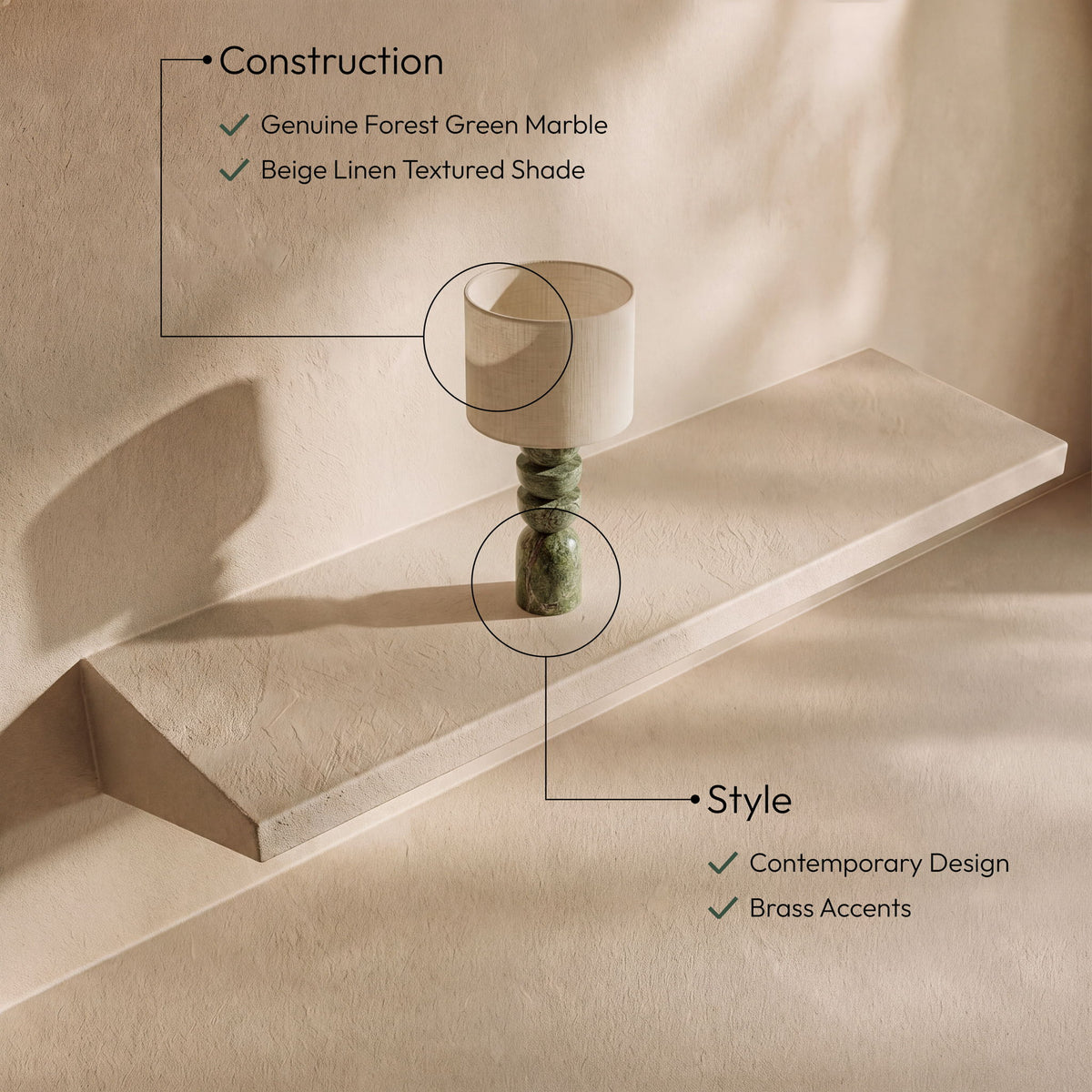Opus - Linen Textured Fabric And Brass Table Lamp