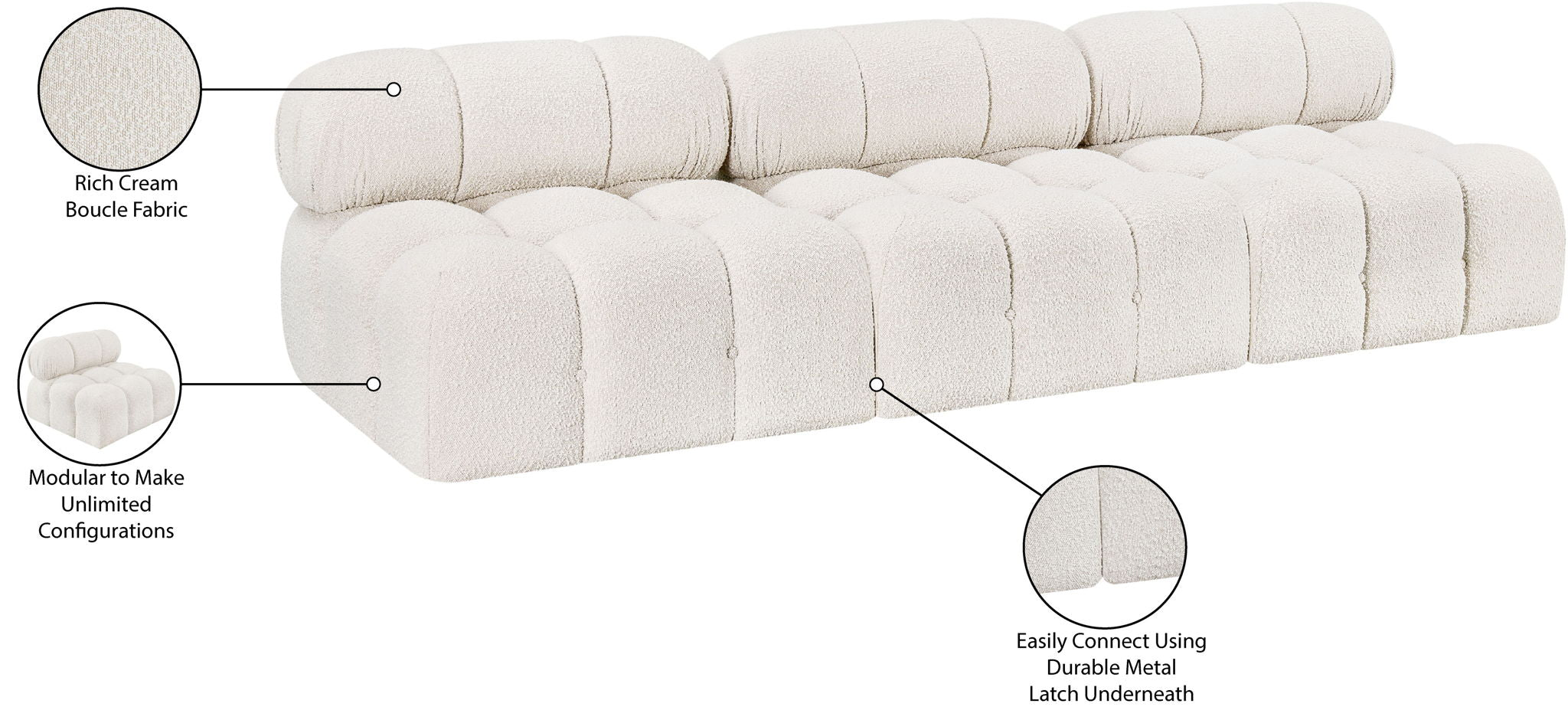 Ames - 3 Seat Modular Armless Sofa