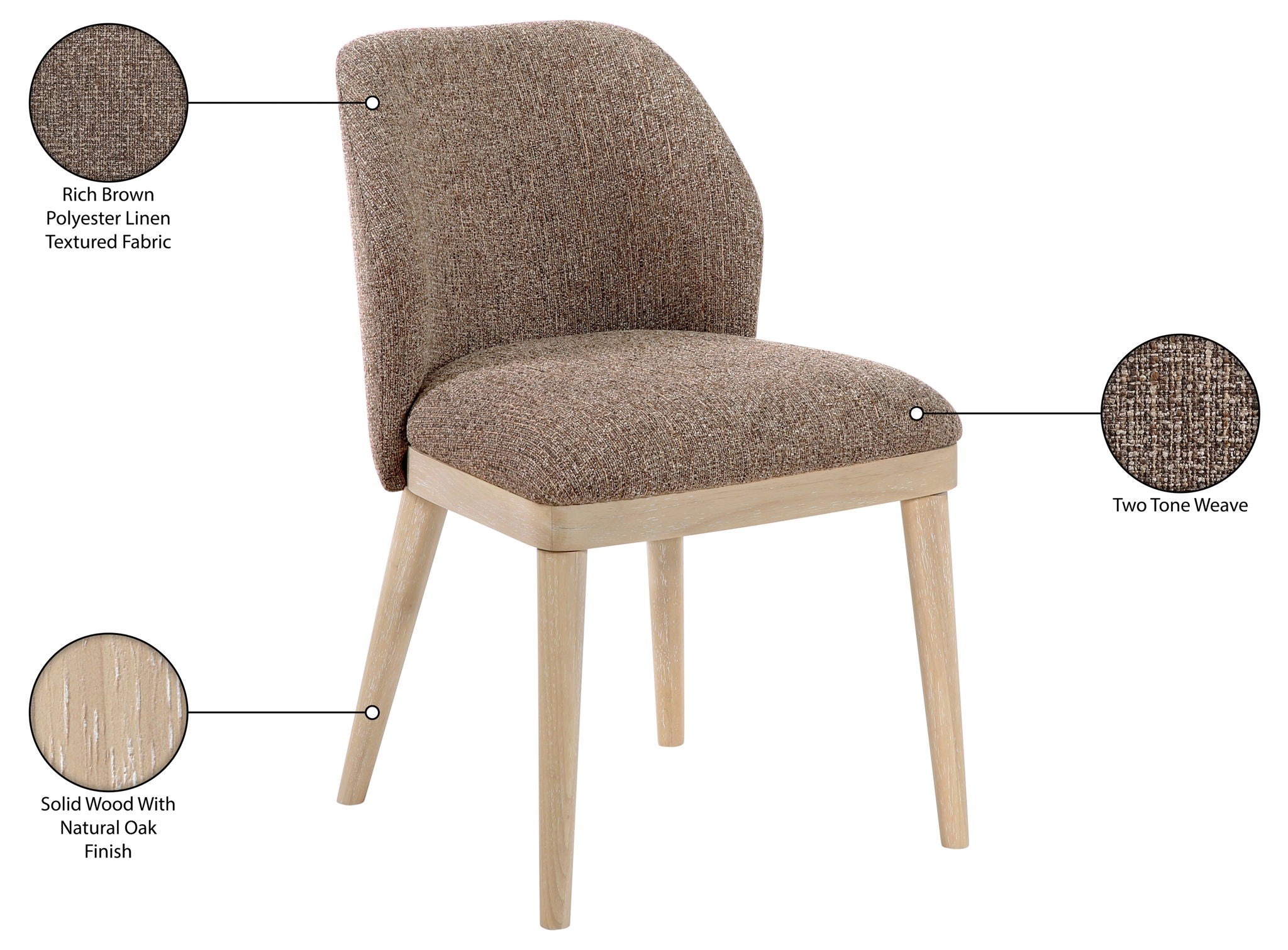 Valeo - Linen Textured Fabric Upholstered Dining Chair (Set of 2) - Painted Natural Base