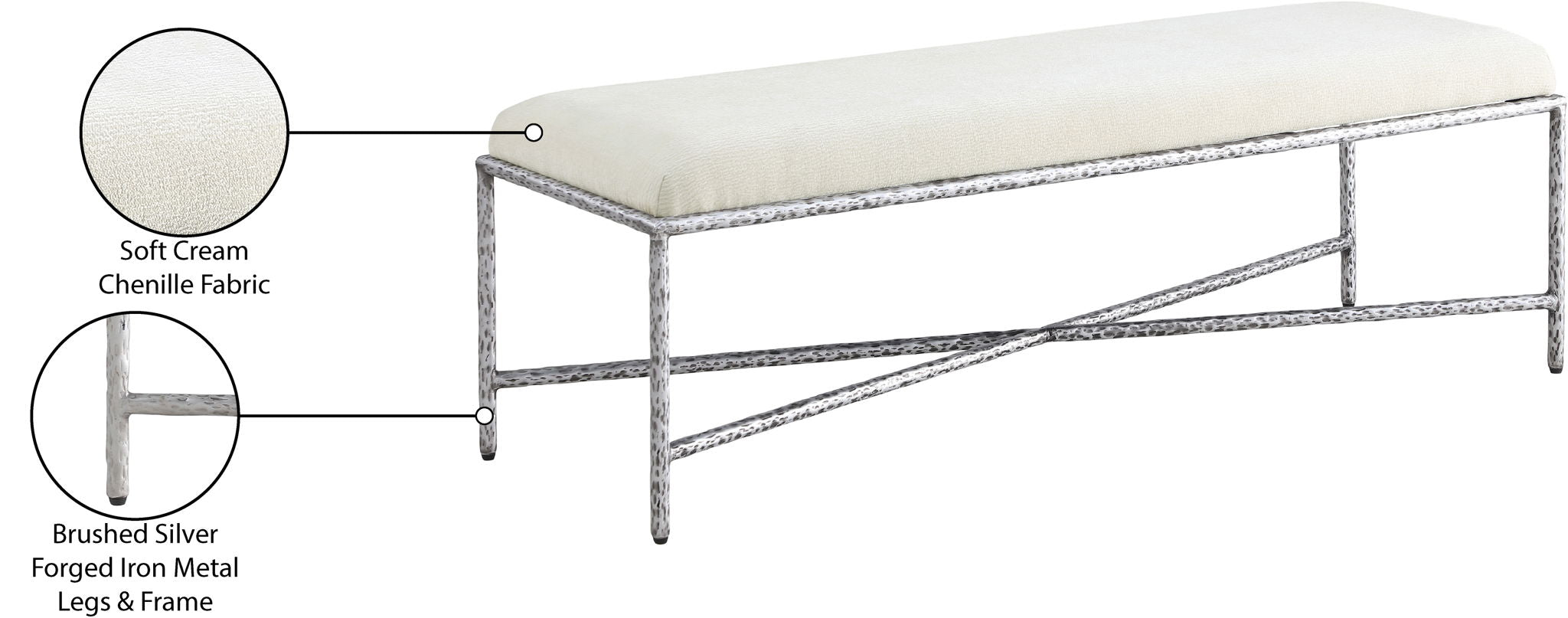 Valley - Bench With Silver Frame