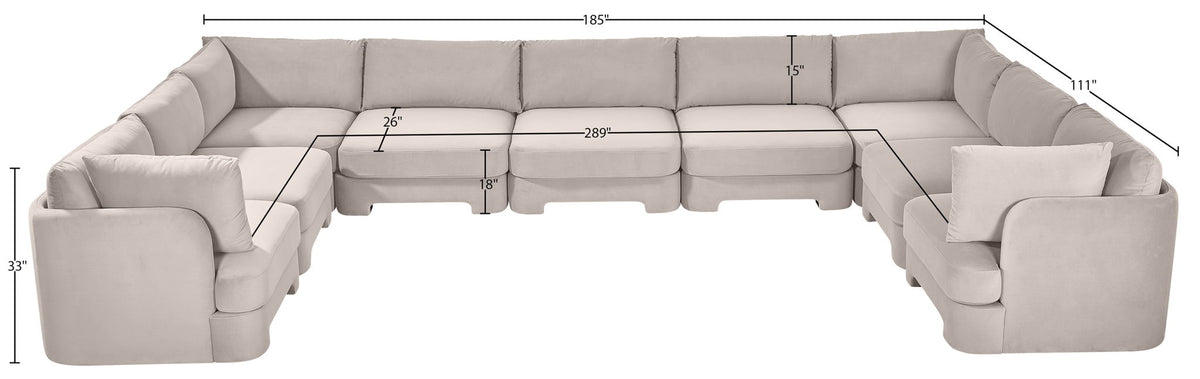 Hammond - Velvet Performance Fabric Upholstered 9 Piece Sectional