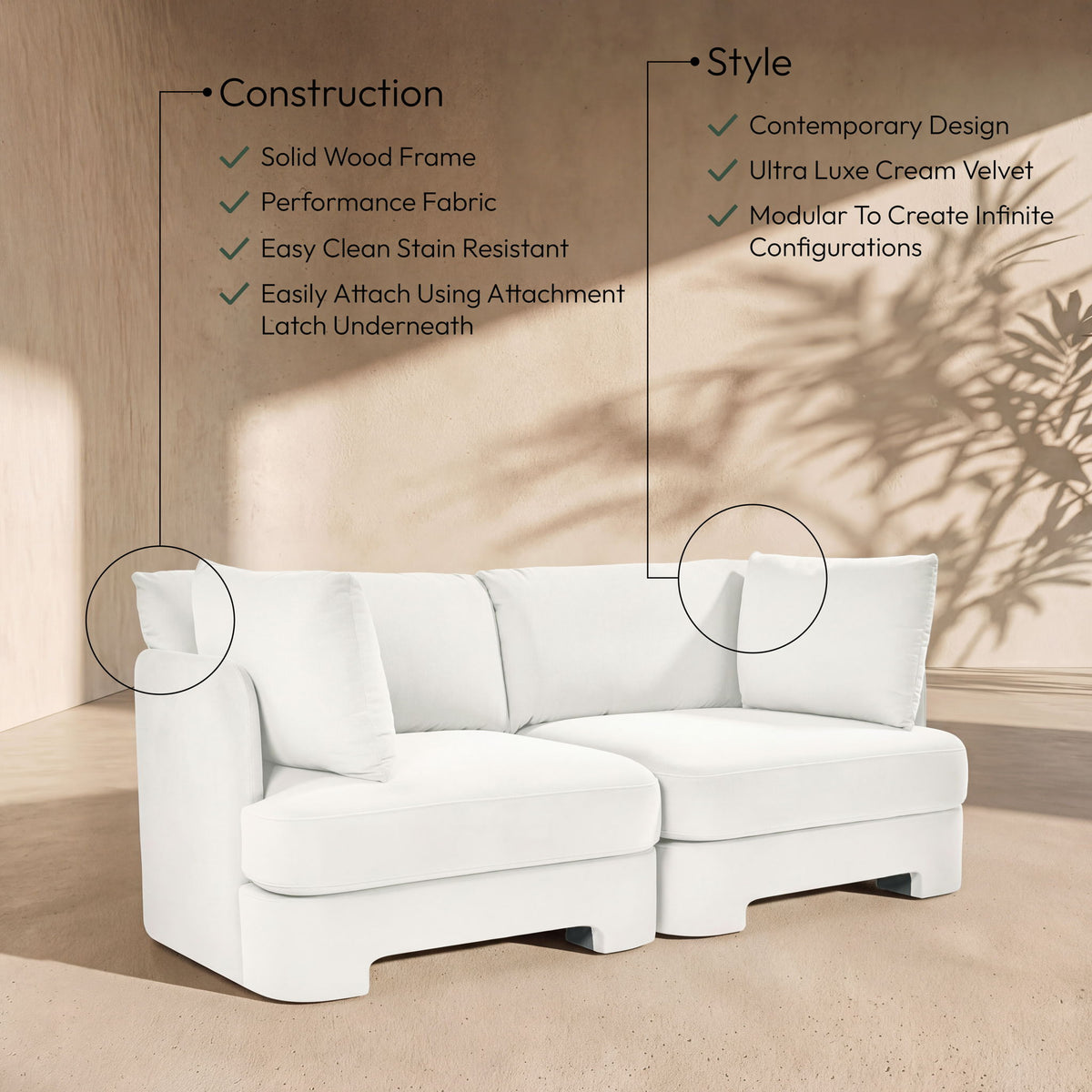 Hammond - Velvet Performance Fabric Upholstered 2 Piece Loveseat