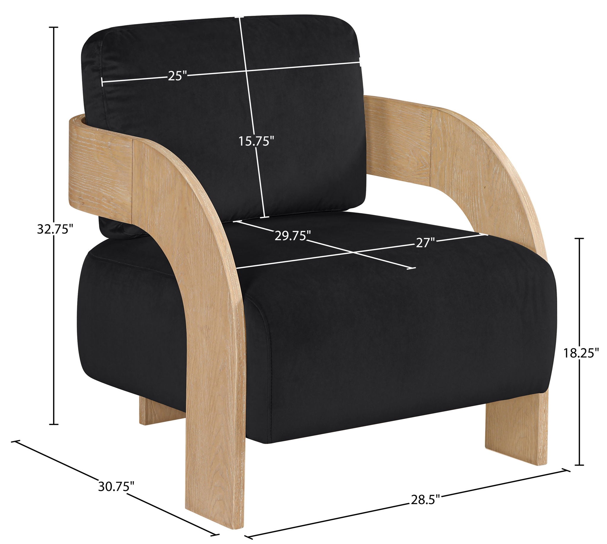 Cedra - Velvet Performance Fabric Upholstered Accent Chair - Natural Frame