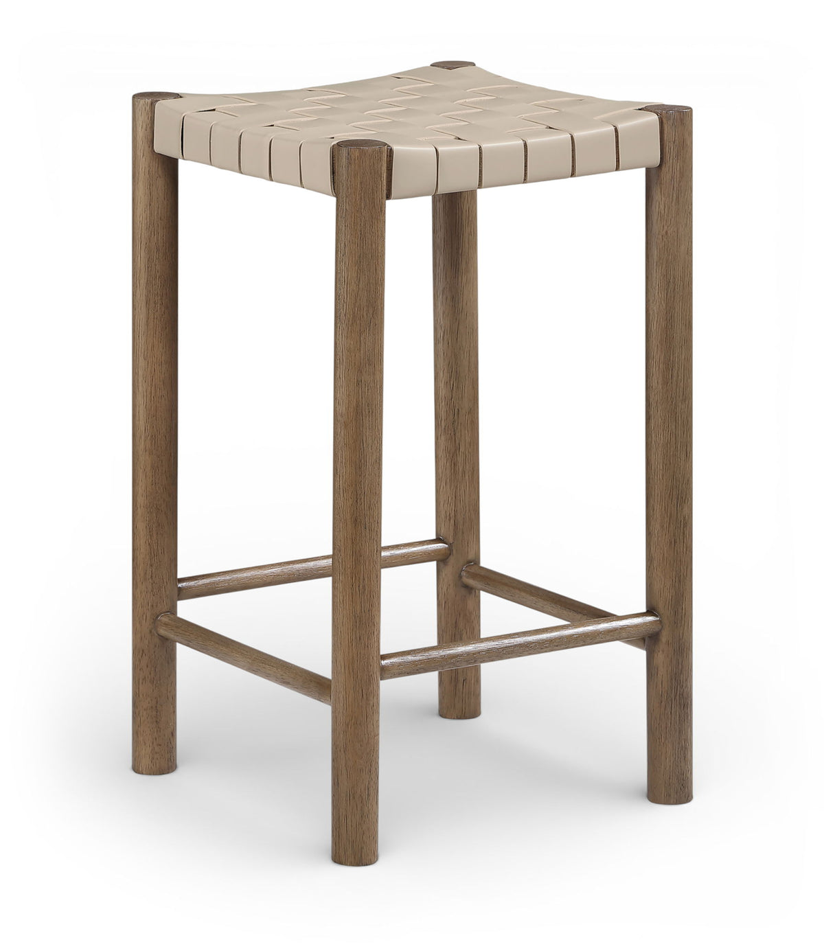 Entwine - Vegan Leather Upholstered Backless Counter Stool - Painted Brown