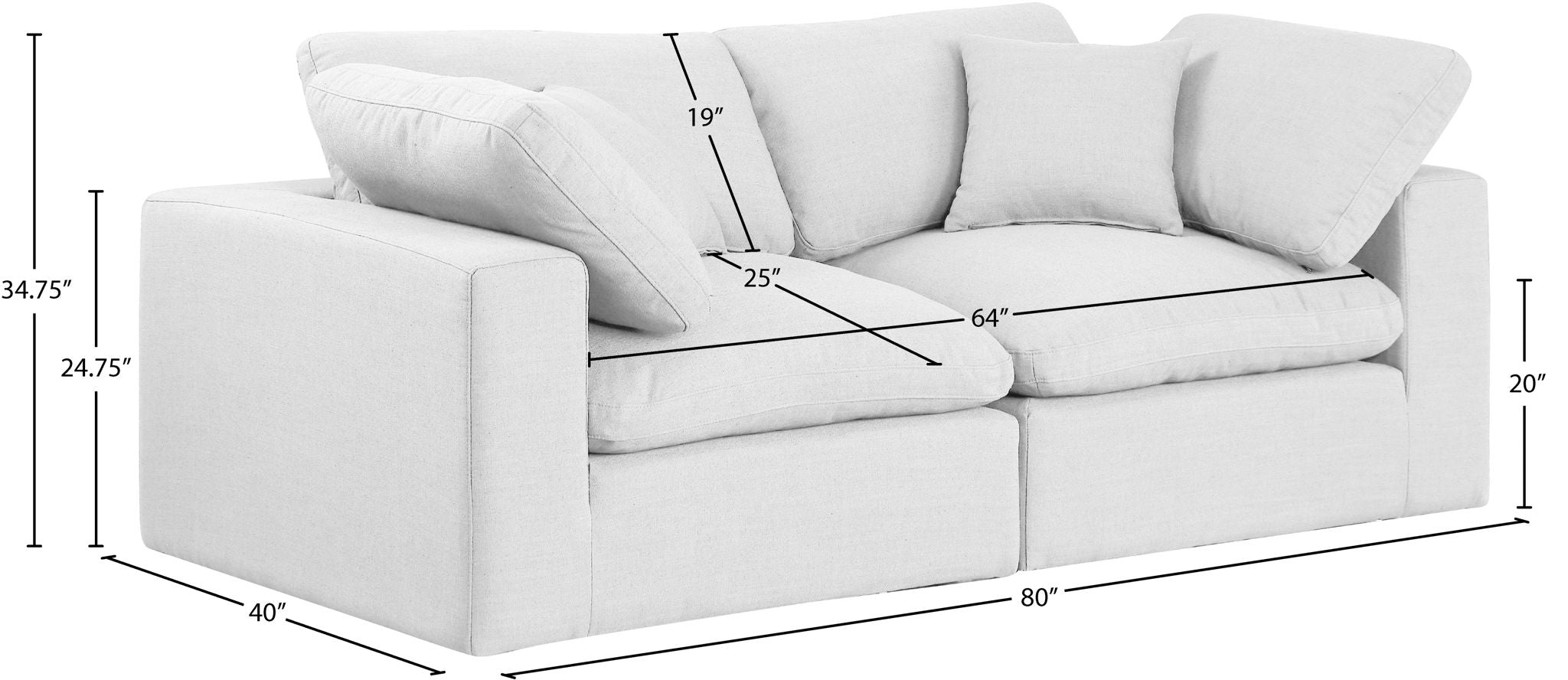Comfy - Linen Modular Sofa 2 Seats